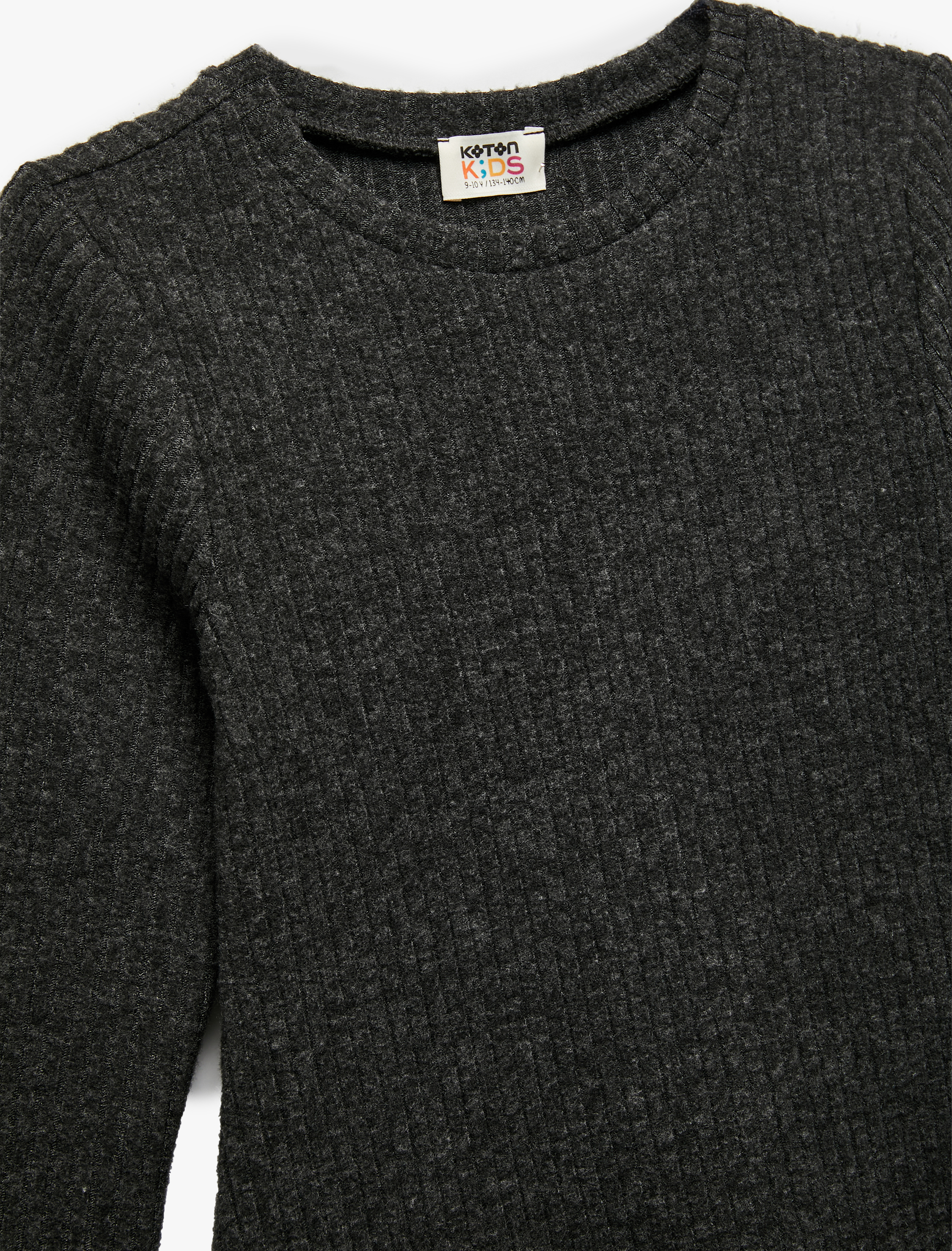  Kız Çocuk Bisiklet Yaka Viskon Karışımlı Uzun Kollu Elbise