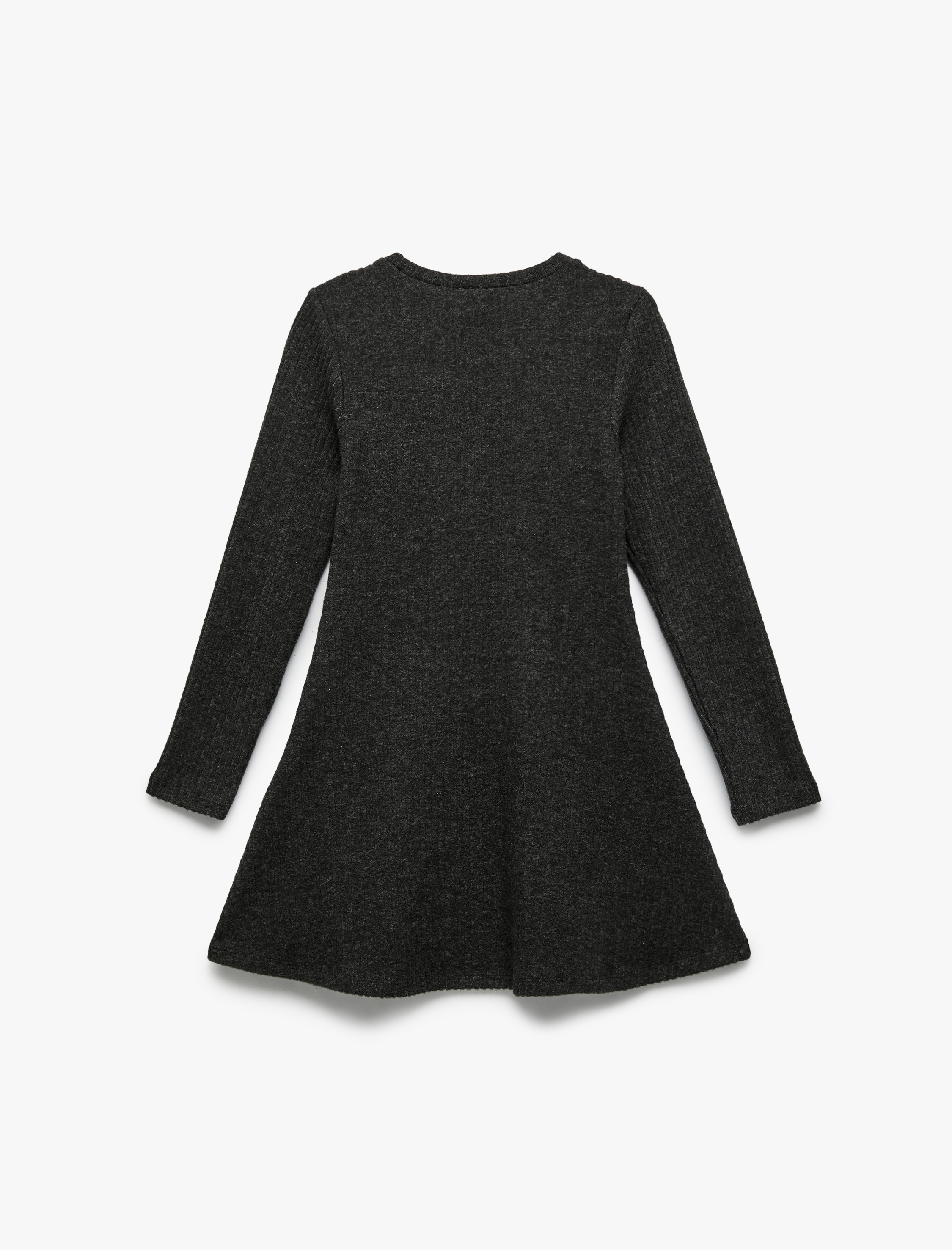  Kız Çocuk Bisiklet Yaka Viskon Karışımlı Uzun Kollu Elbise