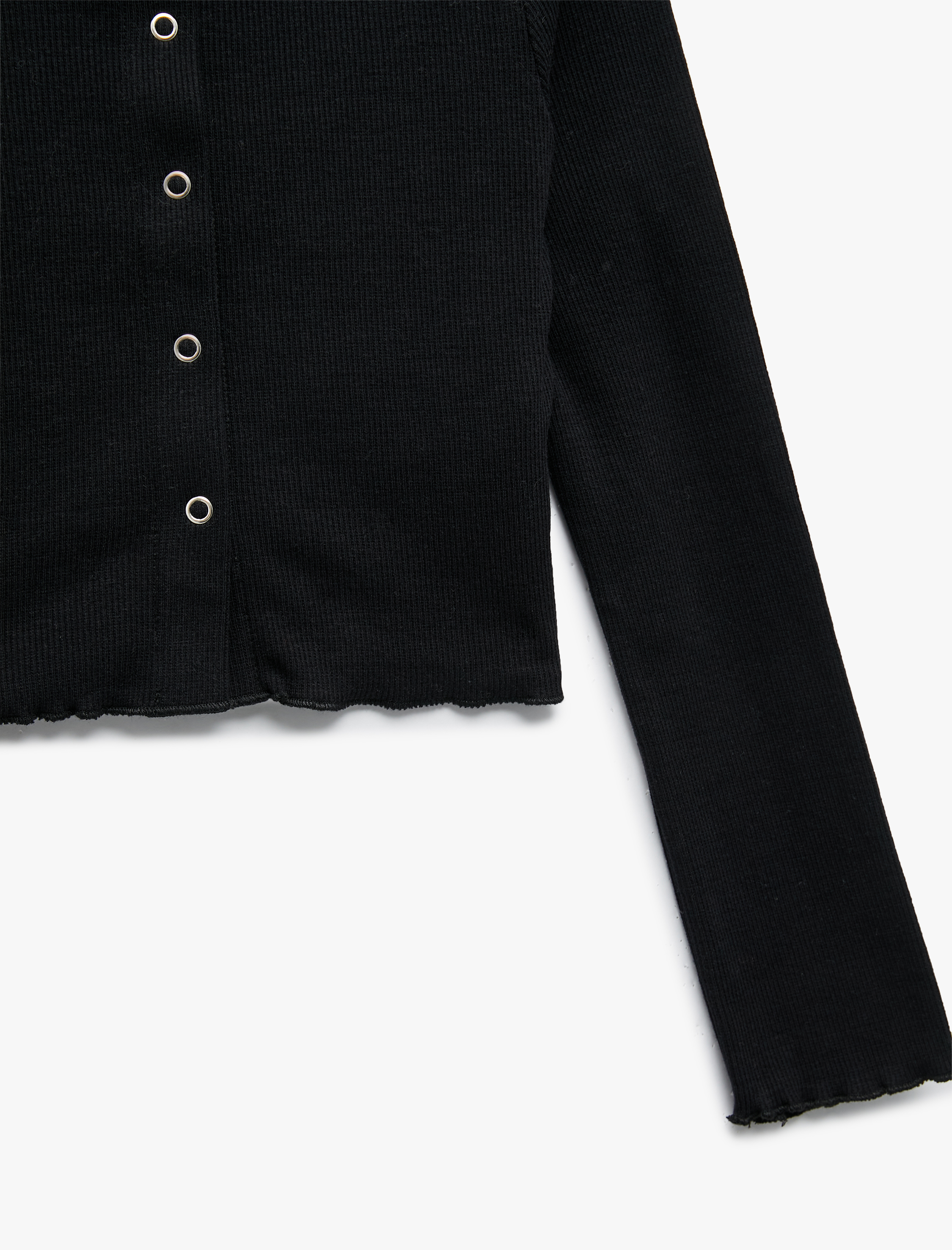  Kız Çocuk Pamuklu Uzun Kollu Gömlek Yaka Crop Tişört