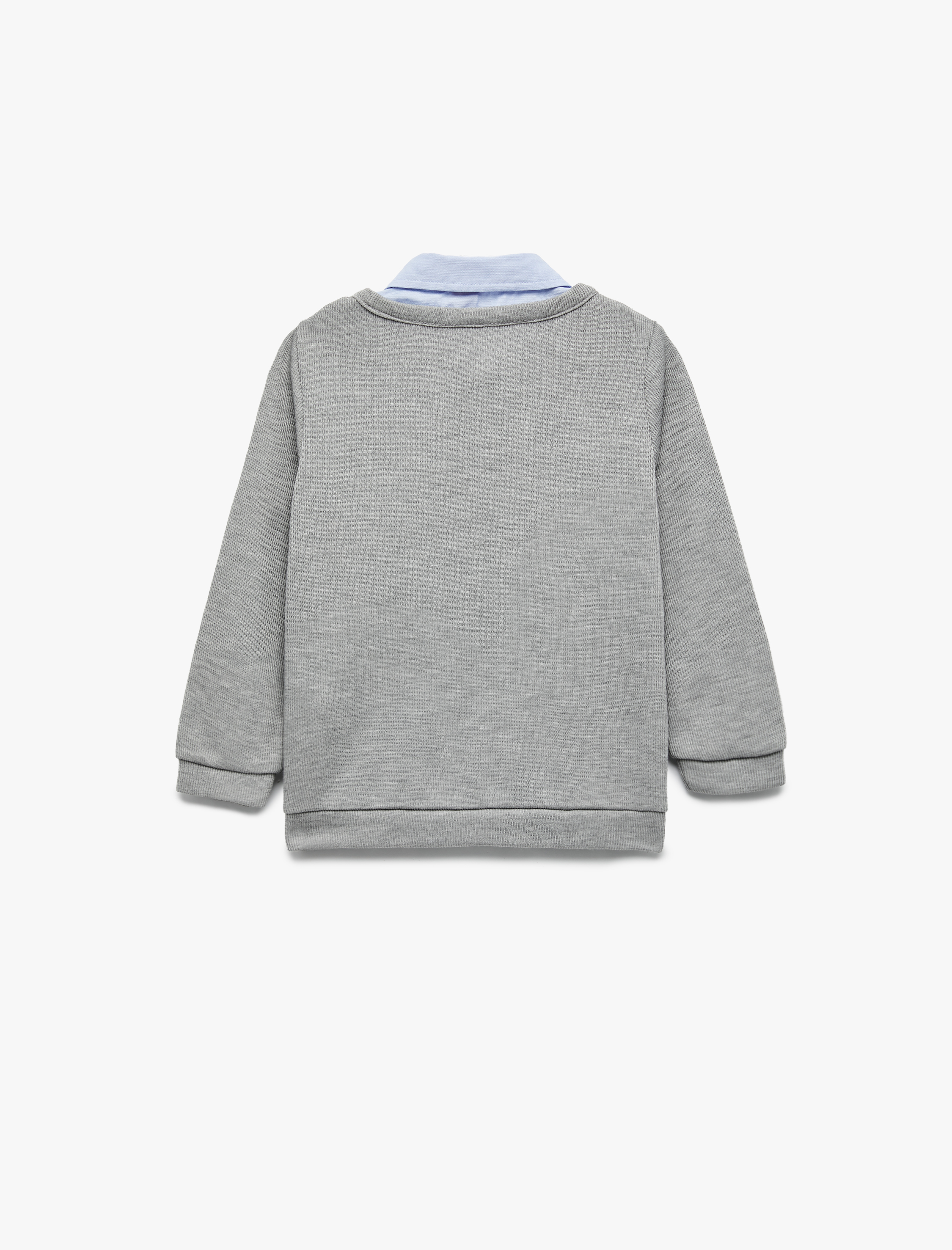  Erkek Bebek Uzun Kollu Gömlek Yaka Baskılı Sweatshirt