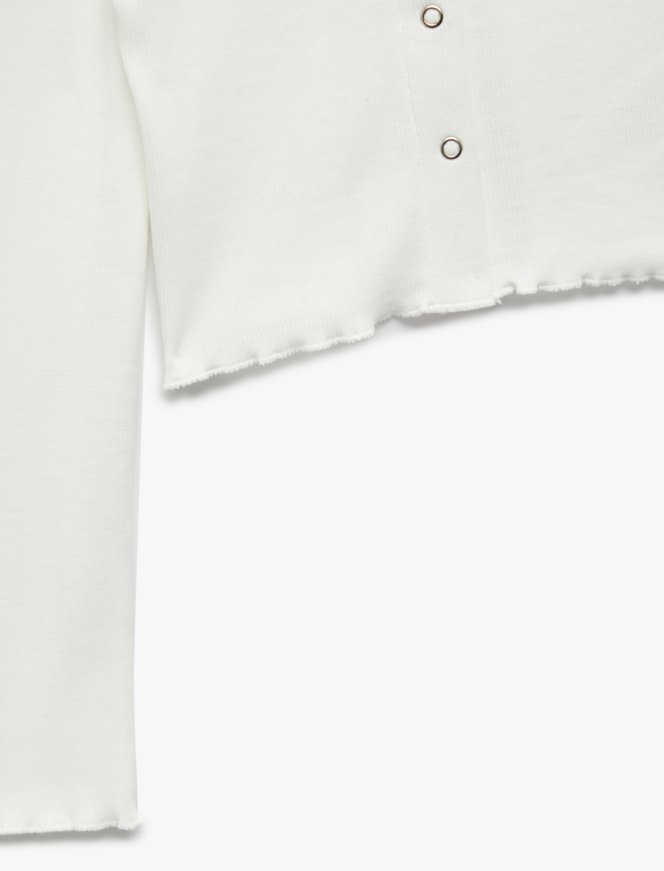  Kız Çocuk Pamuklu Uzun Kollu Gömlek Yaka Crop Tişört