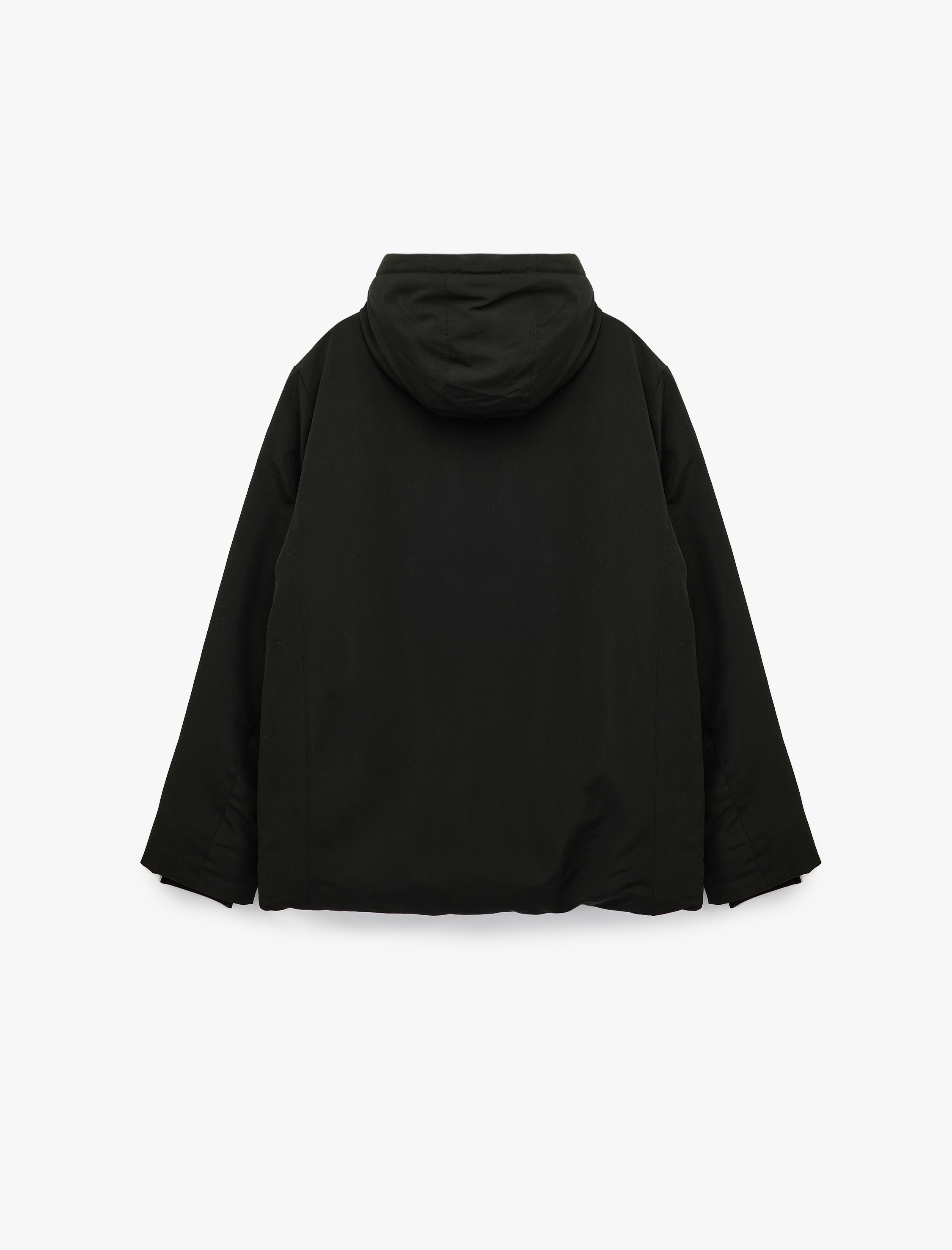 Çıtçıt Düğme Detaylı Fermuarlı Cepli Kapüşonlu Kışlık Şişme Ceket