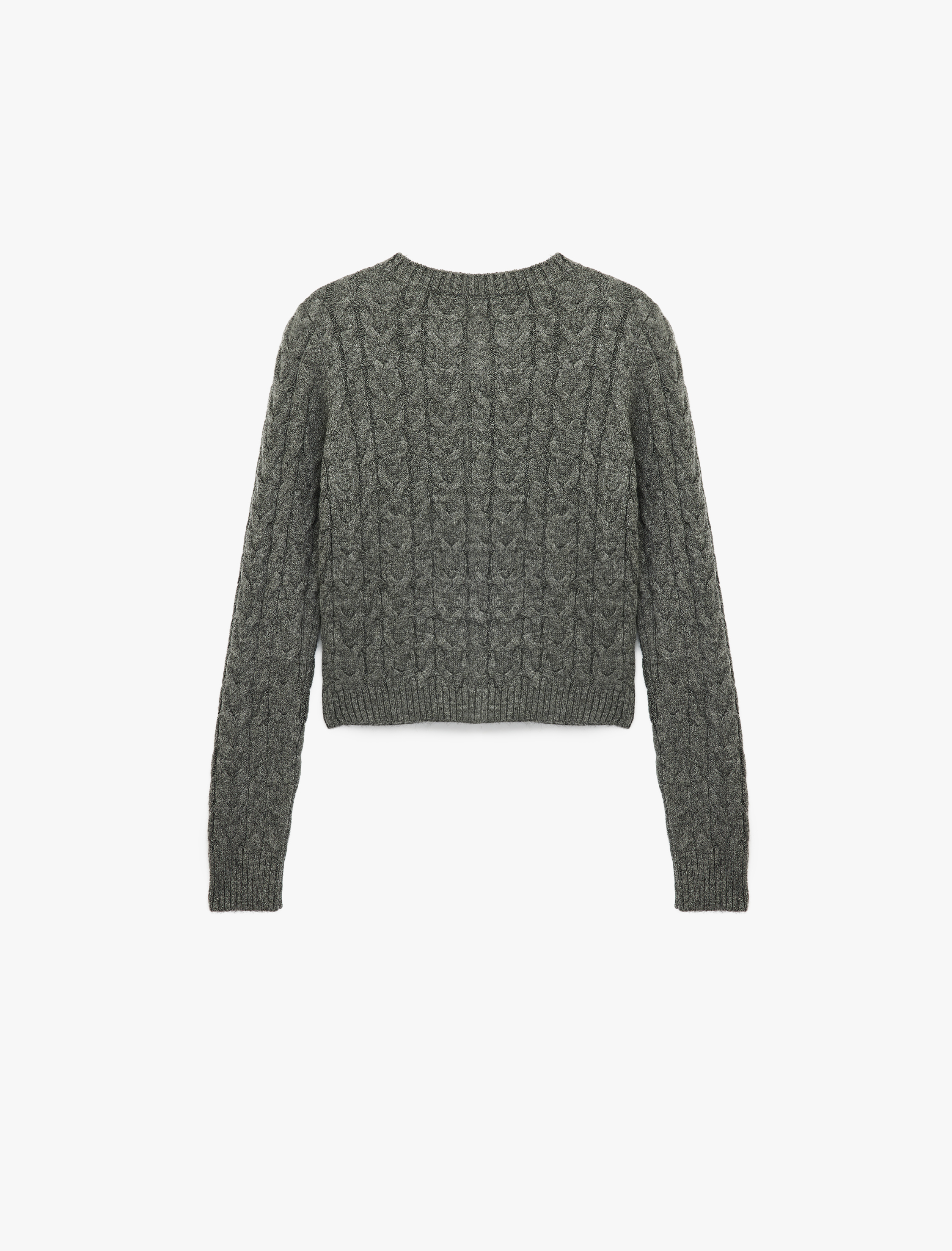   Düğmeli Bisiklet Yaka Uzun Kollu Saç Örgüsü Dokulu Triko Hırka