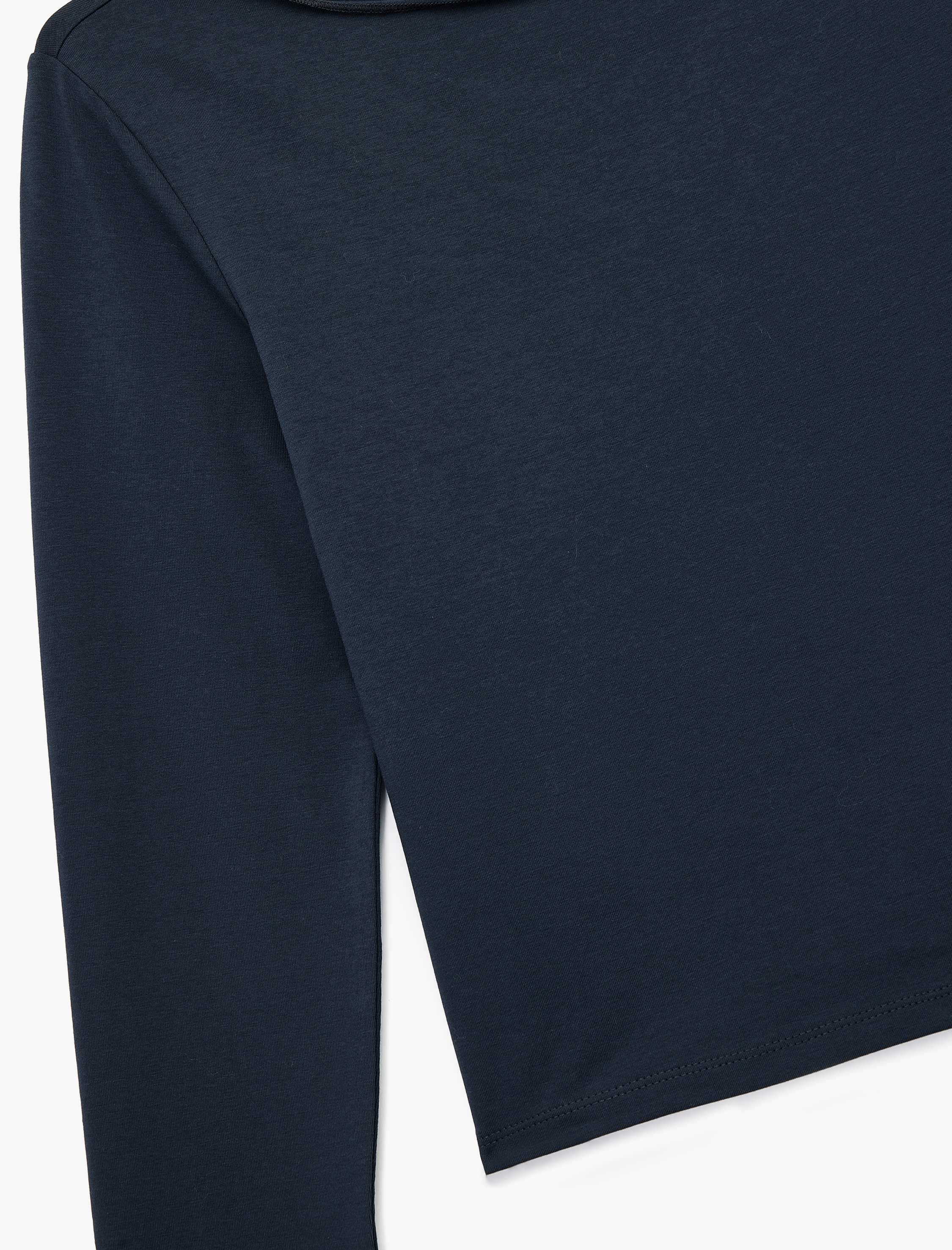   Uzun Kollu Bisiklet Yaka Pamuklu Slim Fit Basic Tişört