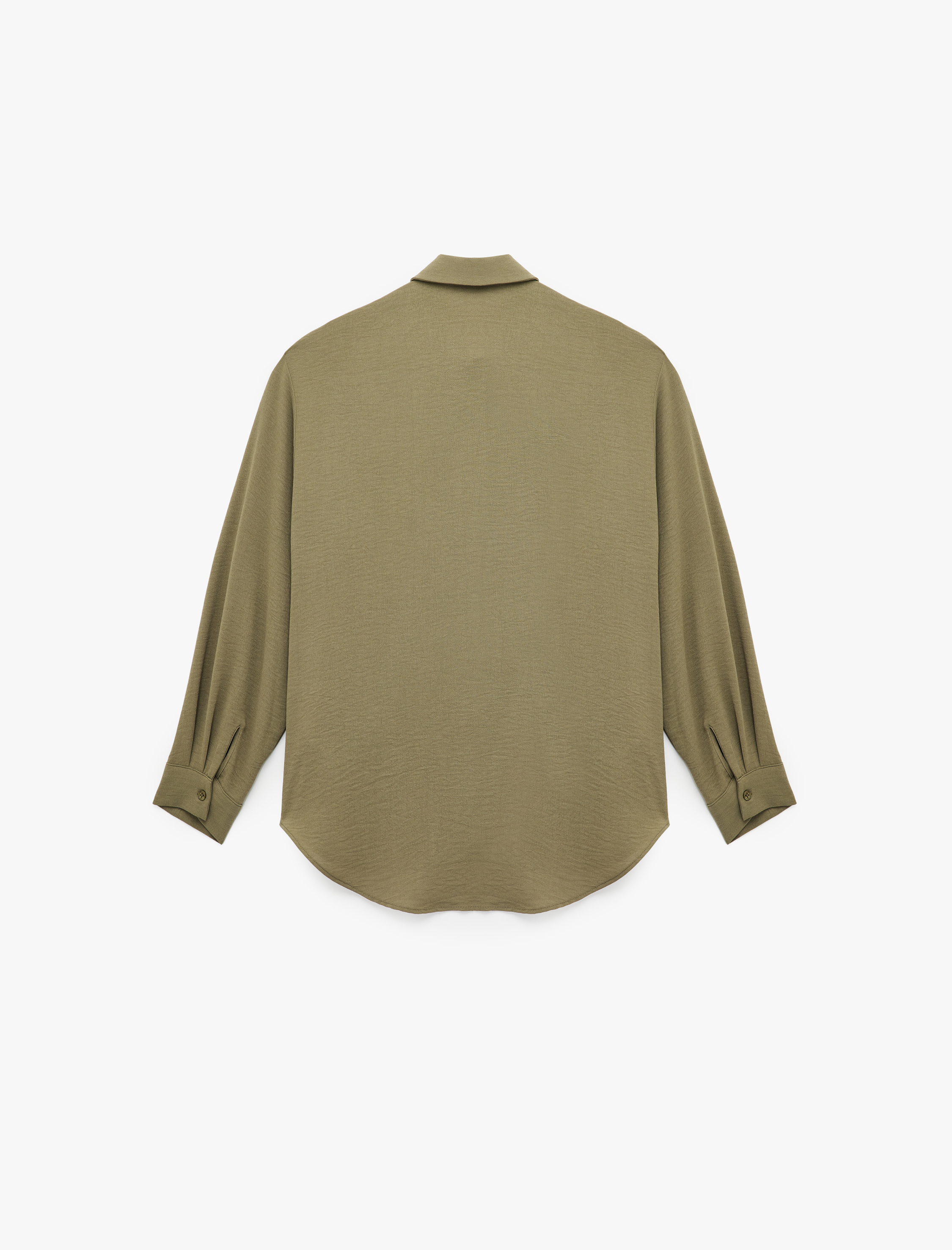   Aerobin Kumaş Düğmeli Klasik Yaka Uzun Kollu Oversize Gömlek