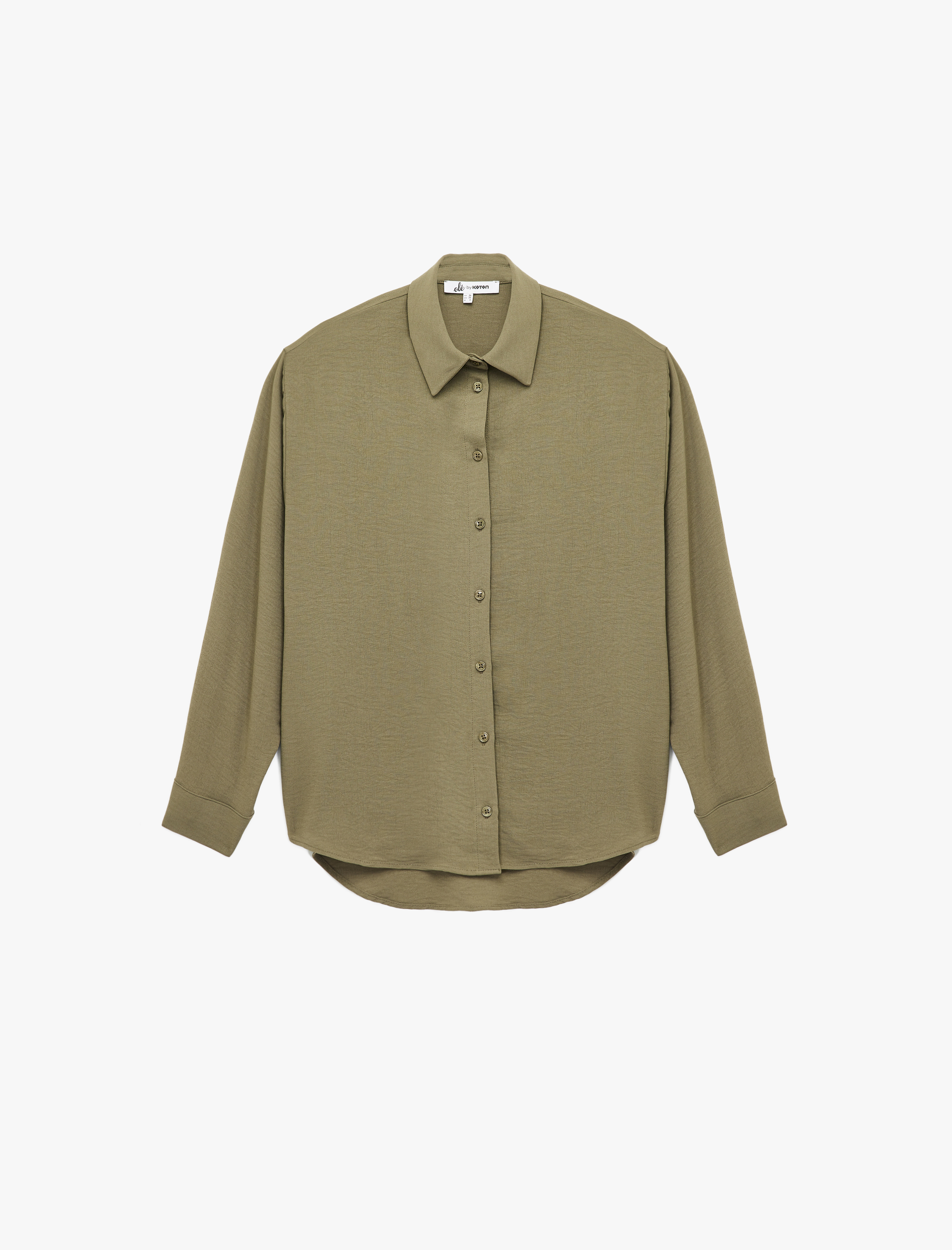   Aerobin Kumaş Düğmeli Klasik Yaka Uzun Kollu Oversize Gömlek