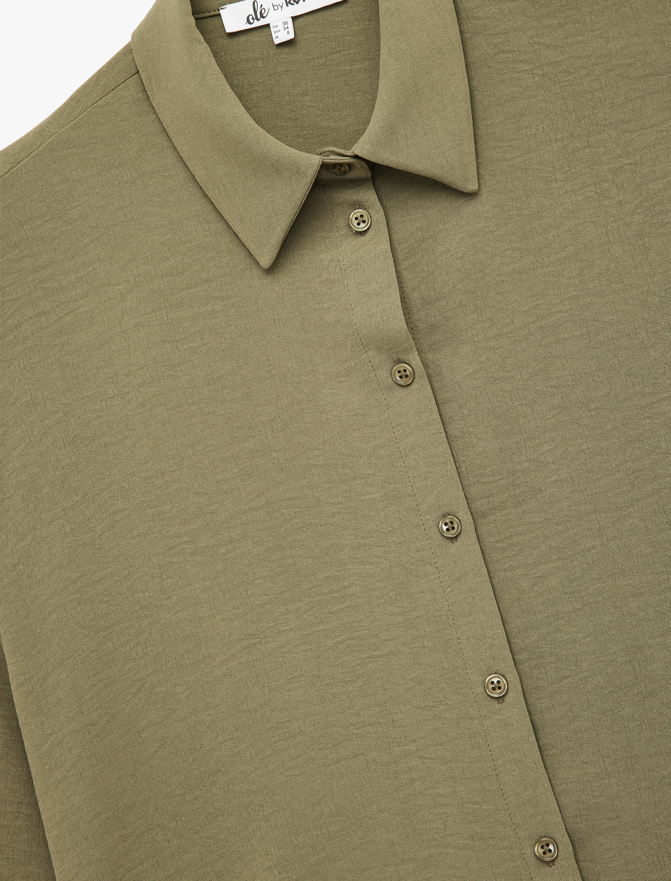   Aerobin Kumaş Düğmeli Klasik Yaka Uzun Kollu Oversize Gömlek