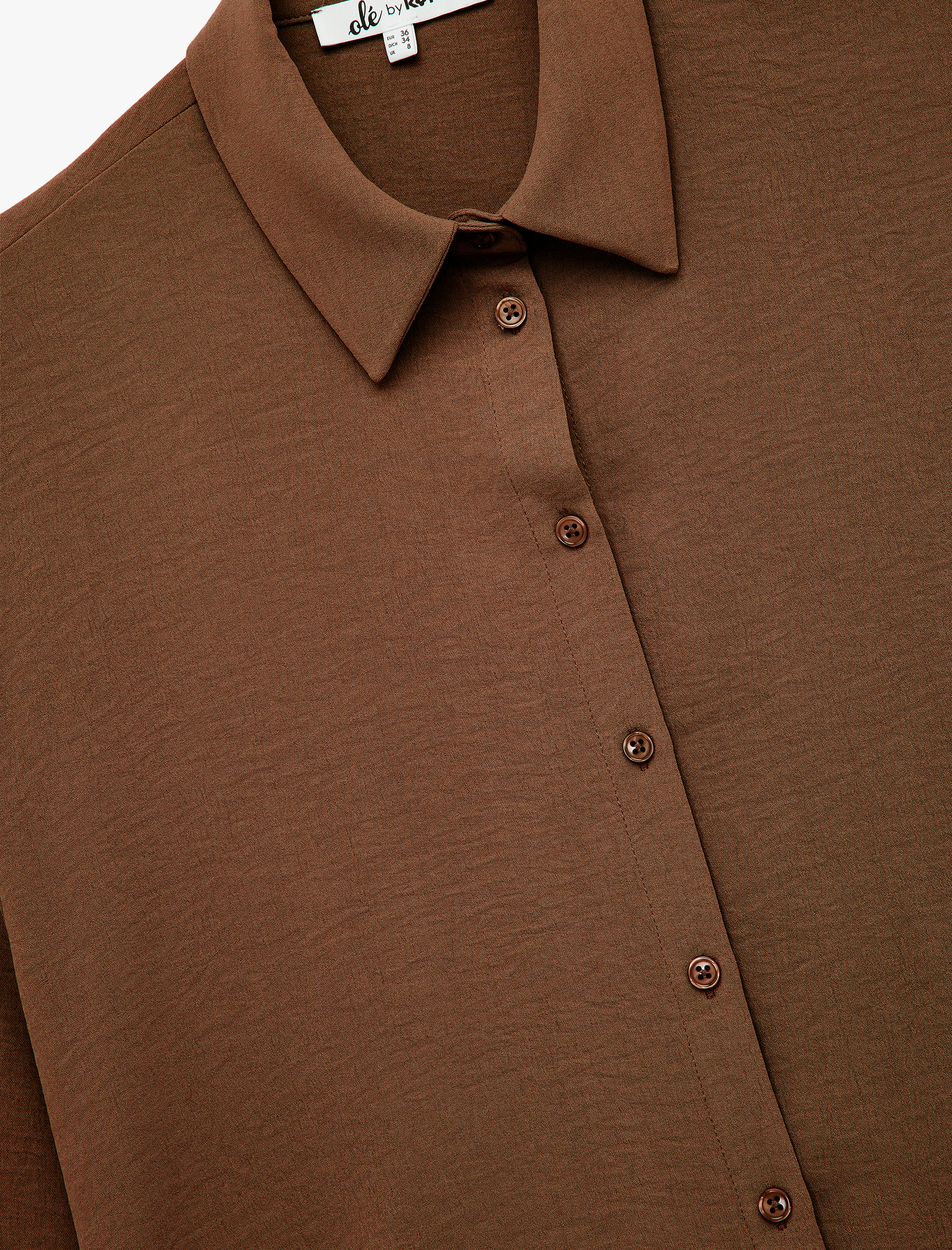   Aerobin Kumaş Düğmeli Klasik Yaka Uzun Kollu Oversize Gömlek