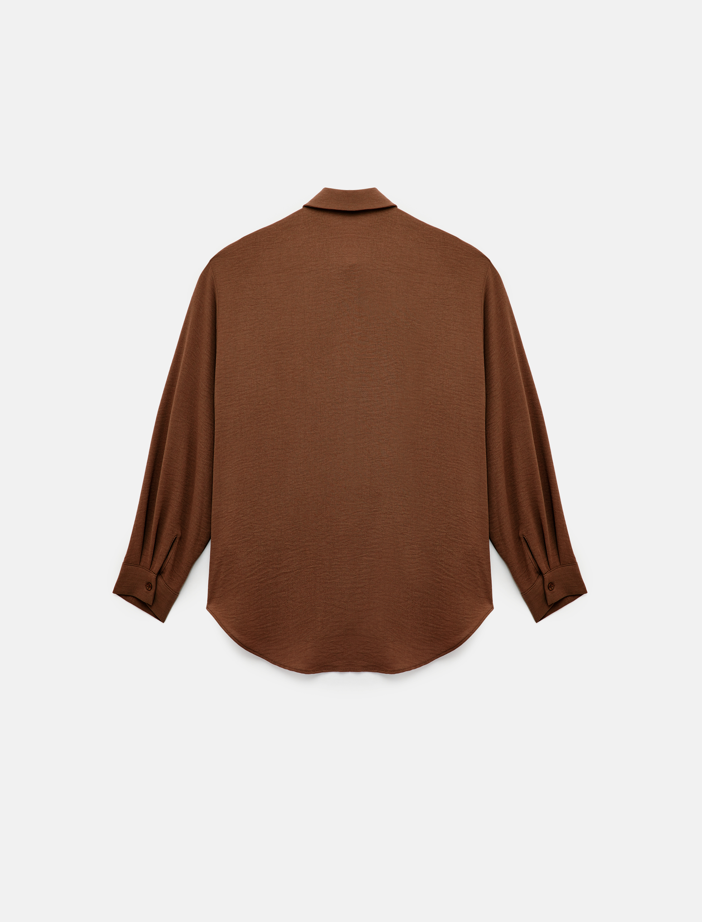   Aerobin Kumaş Düğmeli Klasik Yaka Uzun Kollu Oversize Gömlek