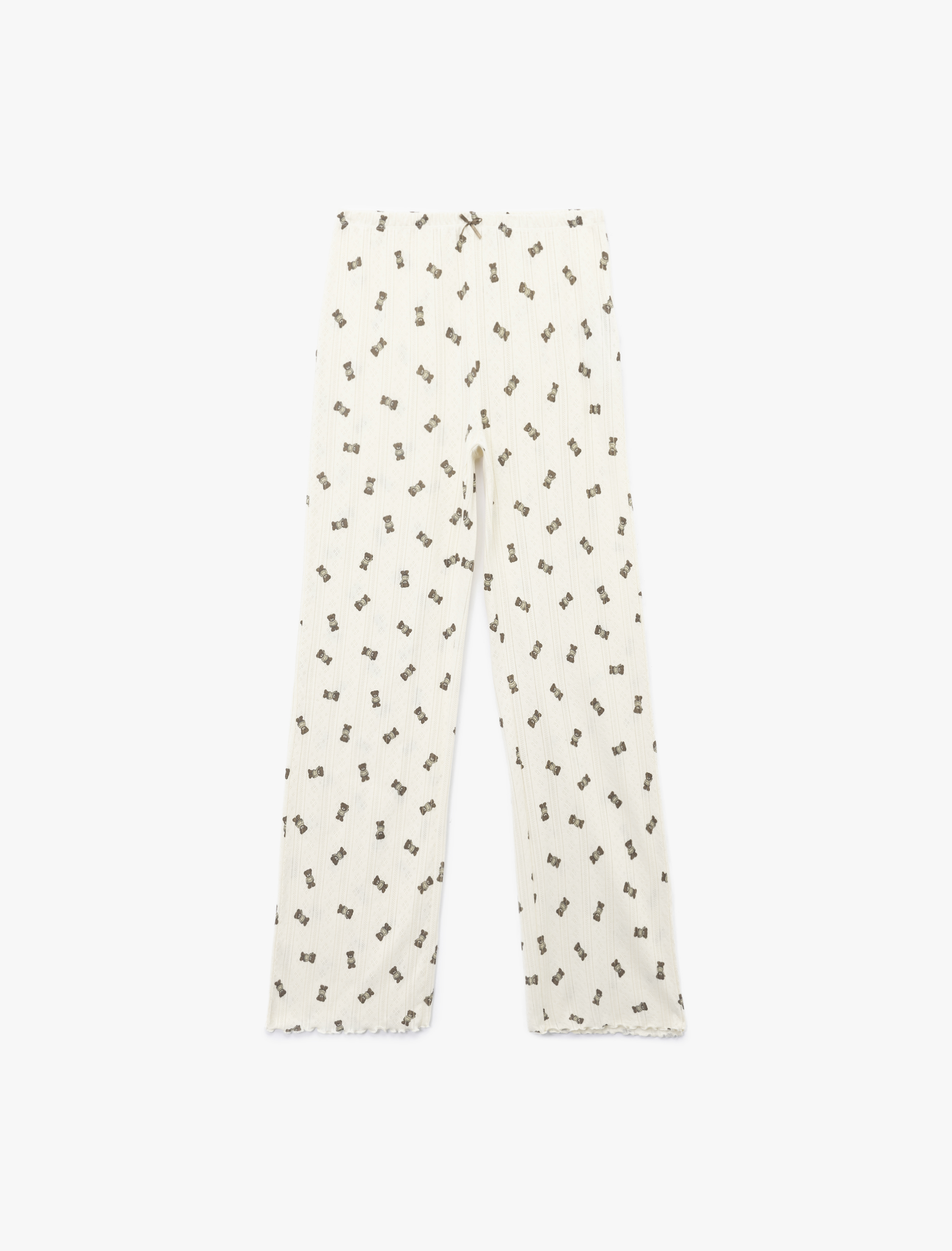   Pamuklu Rahat Kalıp Ayıcık Baskılı Pijama Altı