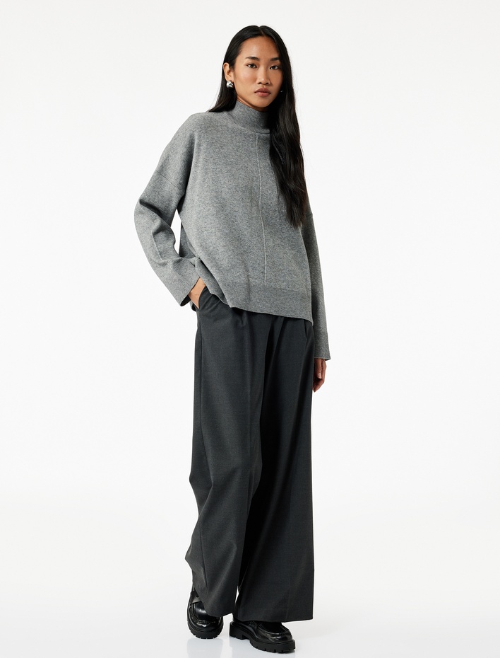  Dik Yaka Uzun Kollu Triko Kazak