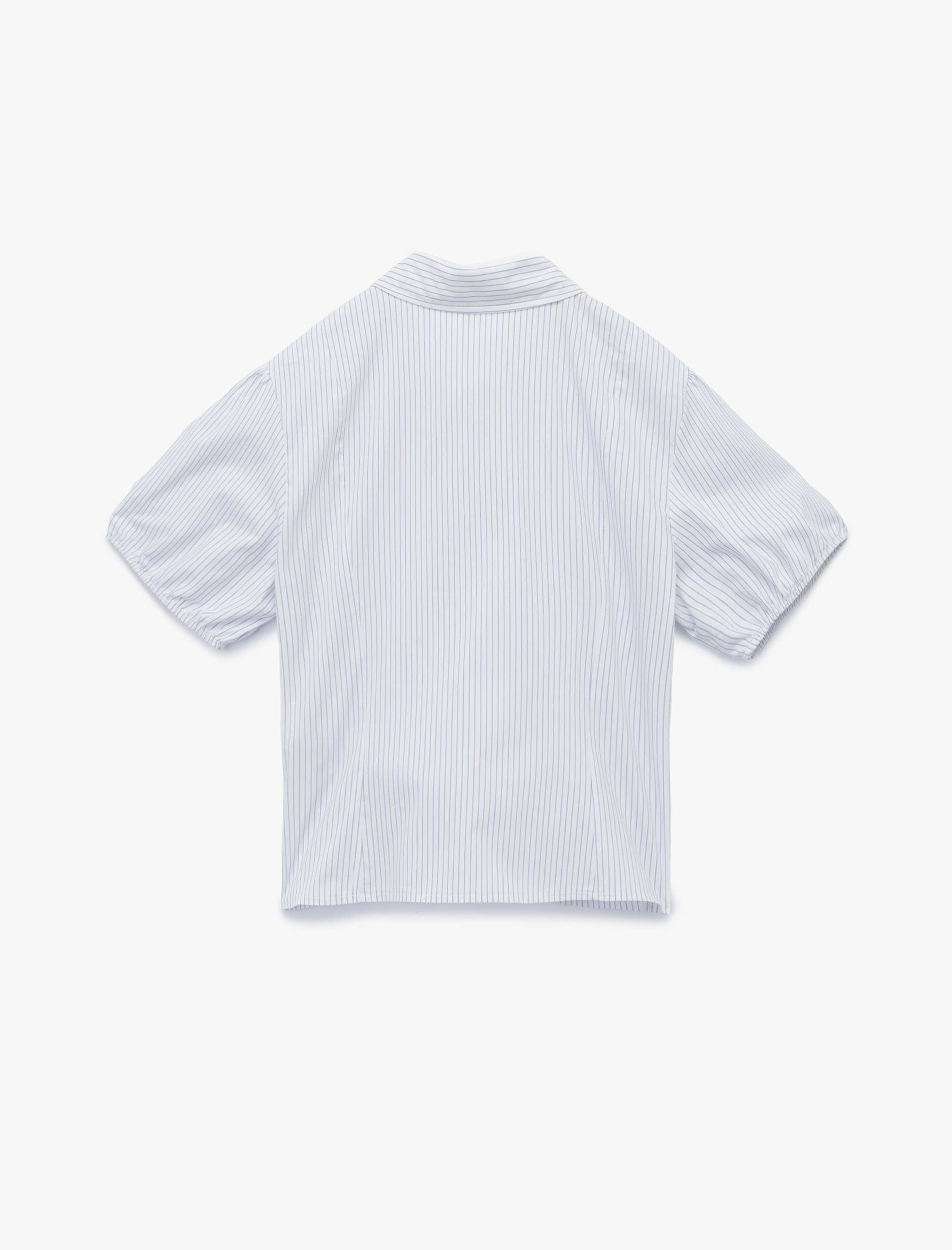   Pamuklu Klasik Yaka Kısa Kollu Düğmeli Balon Kollu Poplin Crop Gömlek