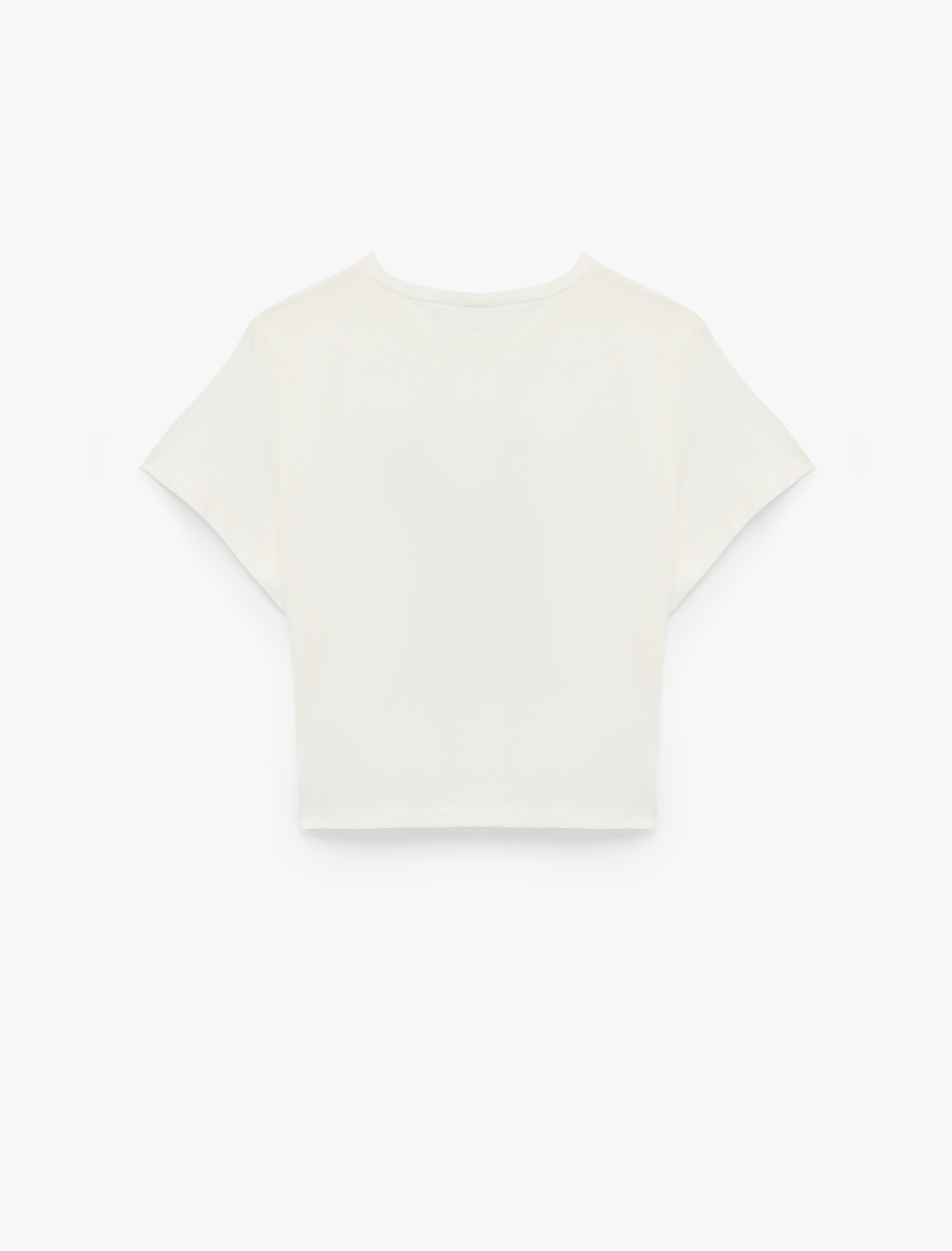   Pamuklu Kısa Kollu Bisiklet Yaka Fiyonk İşleme Detaylı Pijama Üstü