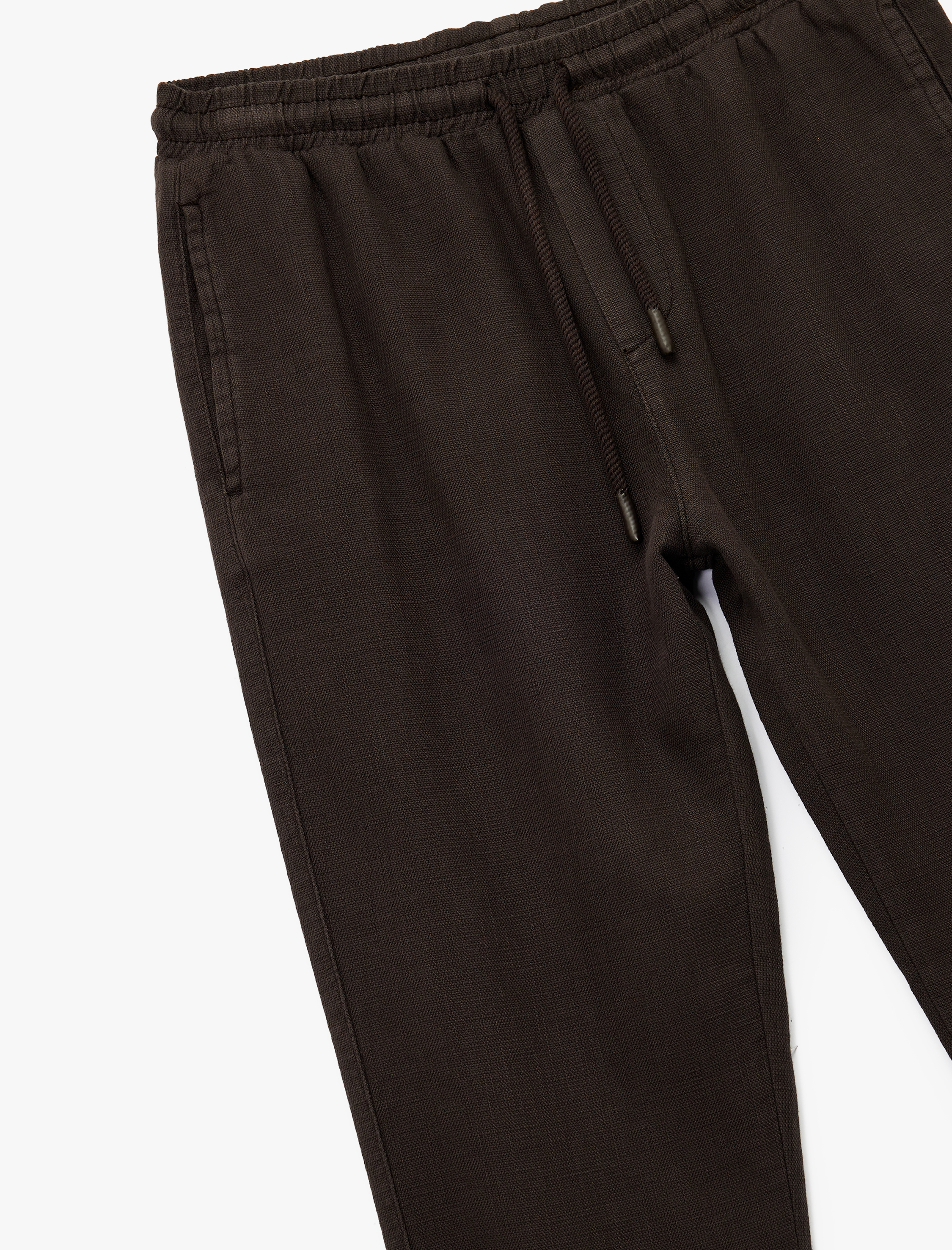   Pamuklu Cep Detaylı Beli Bağcıklı Pantolon