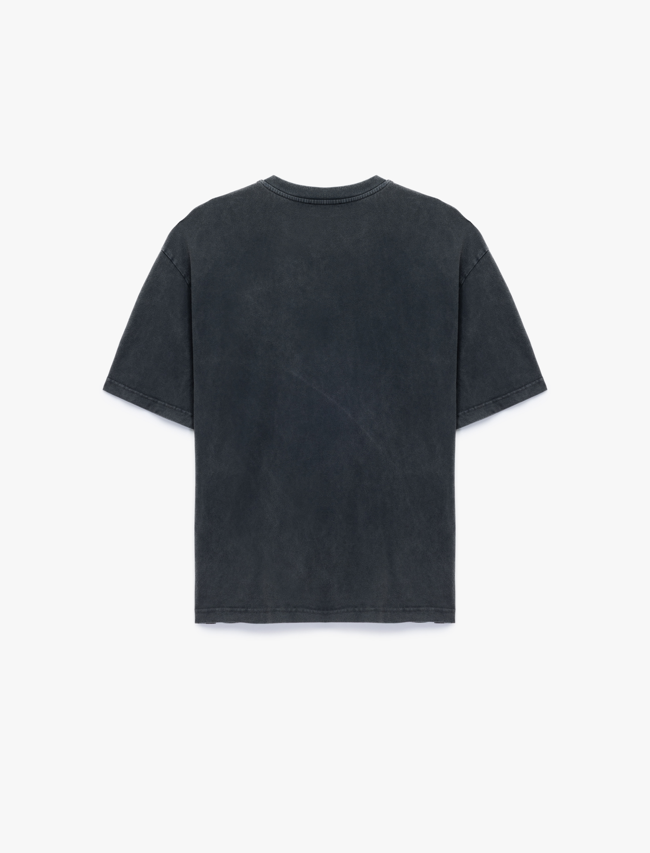   Oversize Kısa Kollu Yıkamalı Bisiklet Yaka Baskılı Tişört