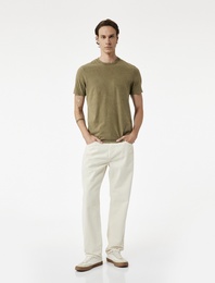 Regular Fit Kısa Kollu Pamuklu Bisiklet Yaka Tişört