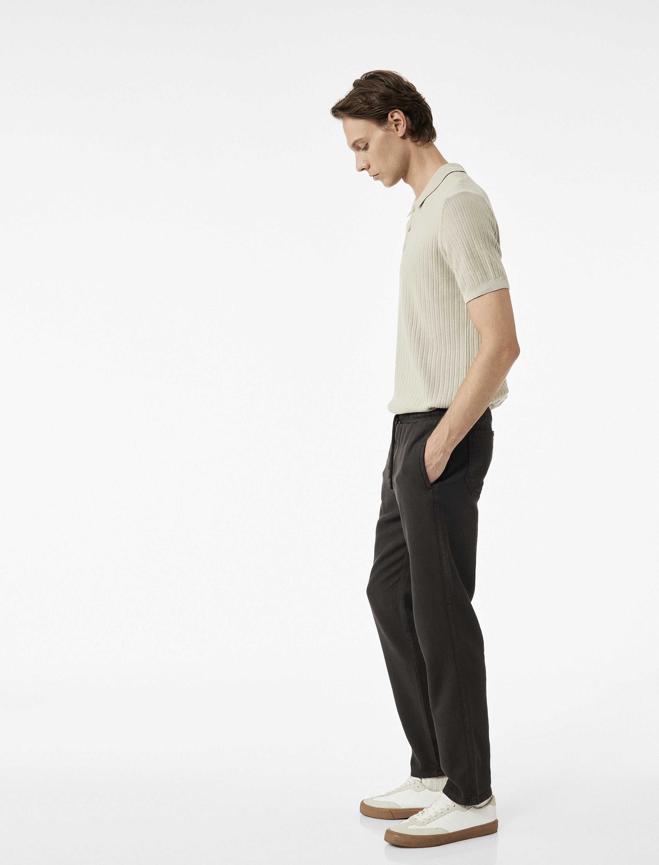   Pamuklu Cep Detaylı Beli Bağcıklı Pantolon