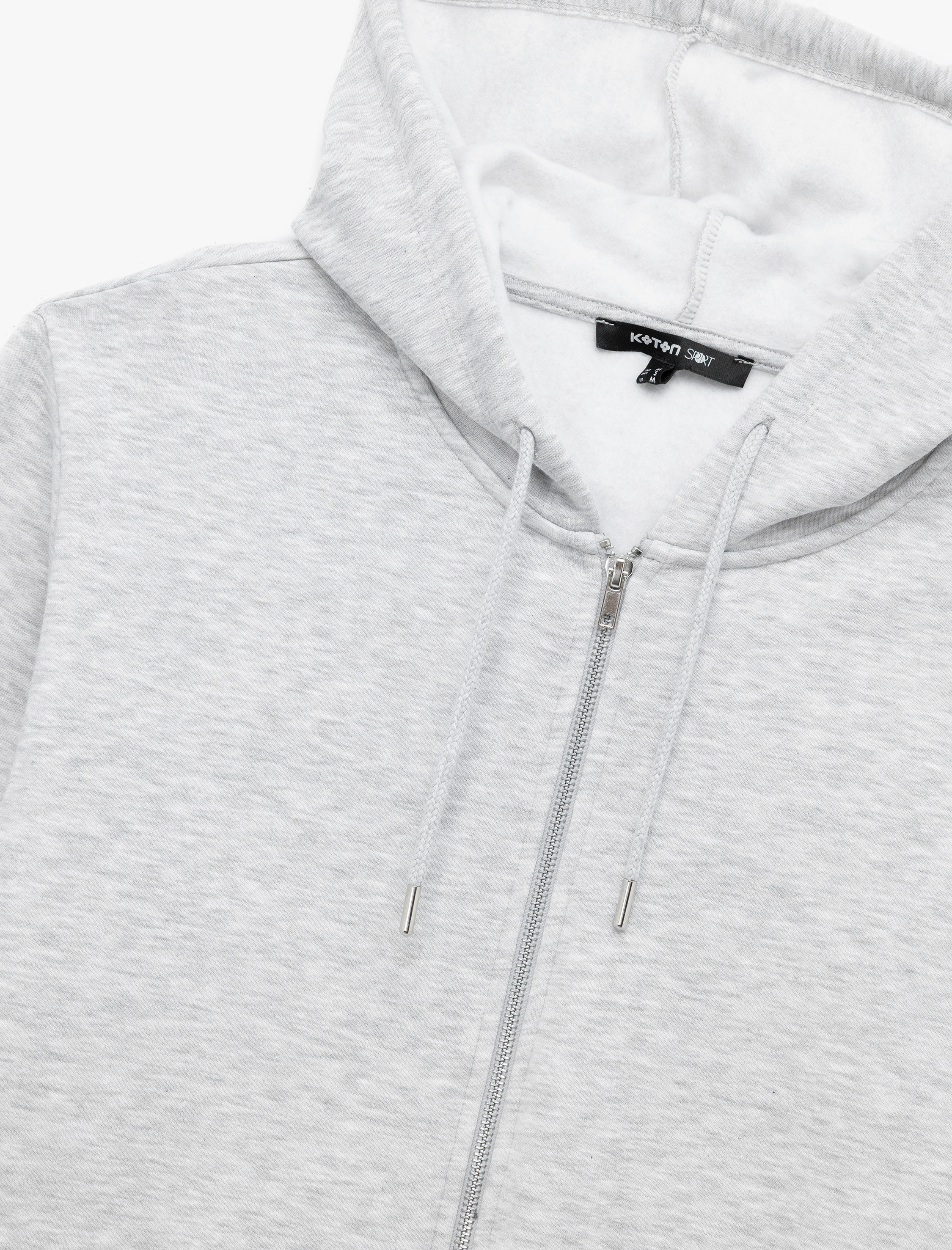   Uzun Kollu Fermuarlı Cep Detaylı Kapüşonlu Oversize Spor Sweatshirt