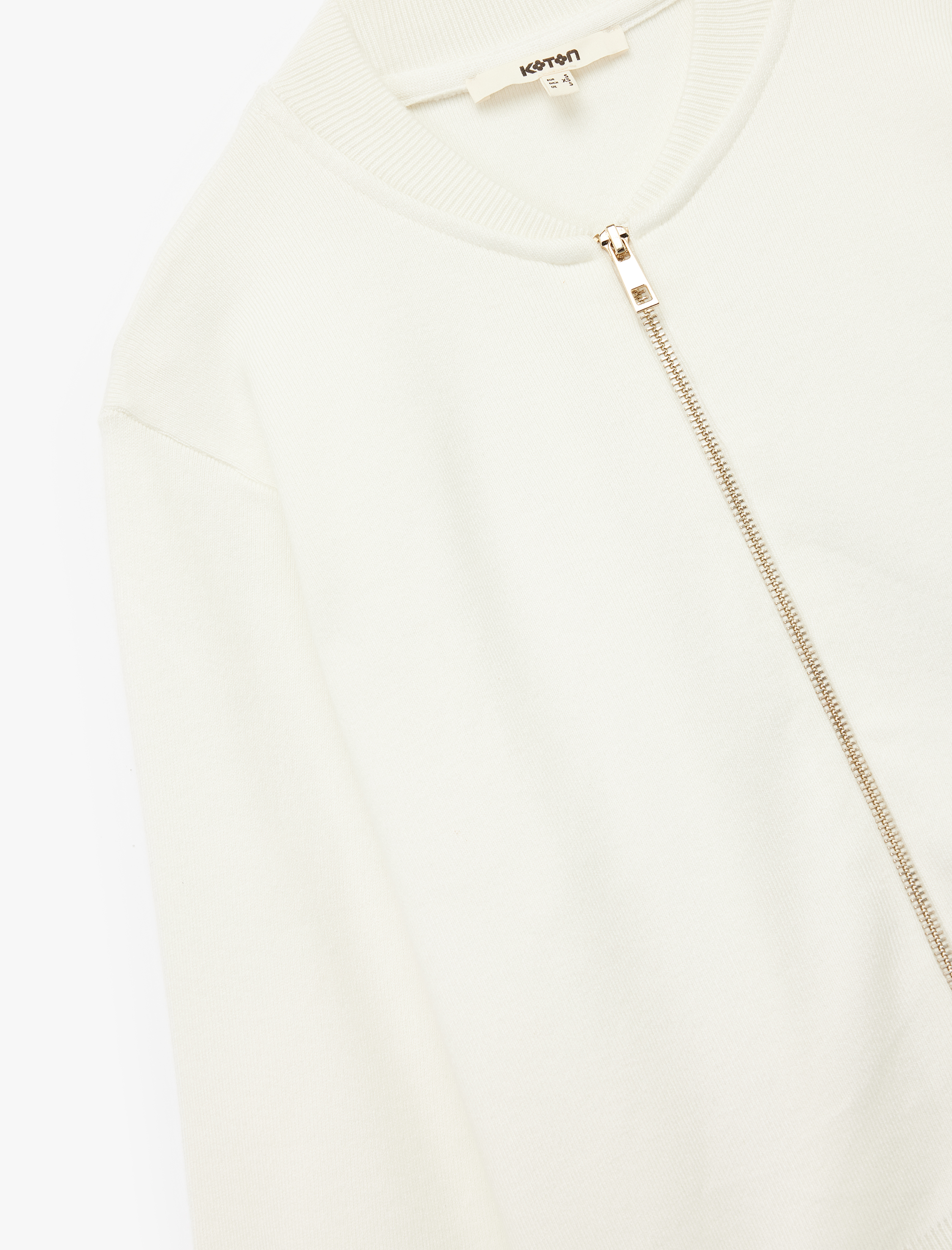   Kolej Yaka Uzun Kollu Fermuarlı Triko Hırka