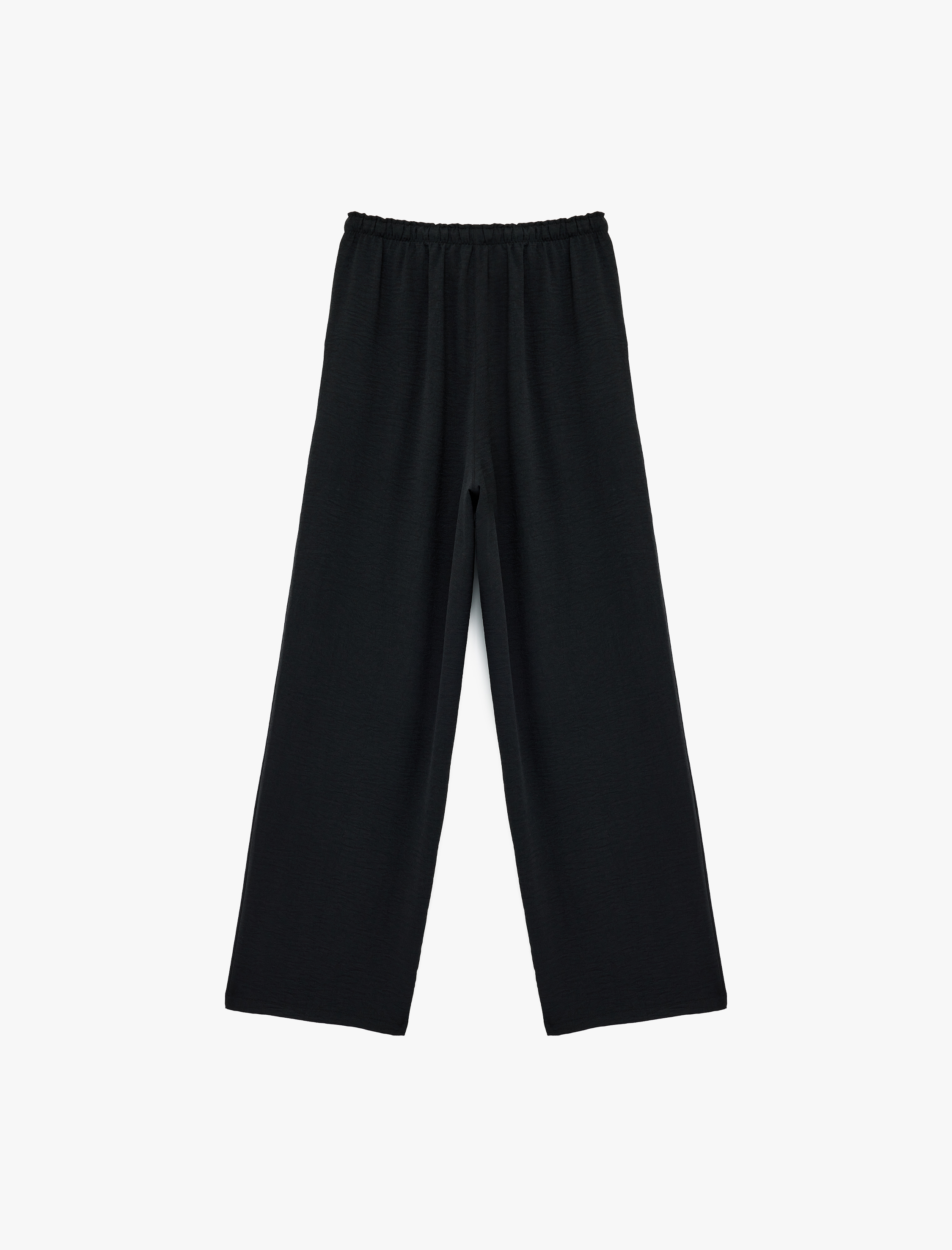   Rahat Kalıp Cep Detaylı Beli Bağcıklı Aerobin Kumaş Geniş Paça Pantolon