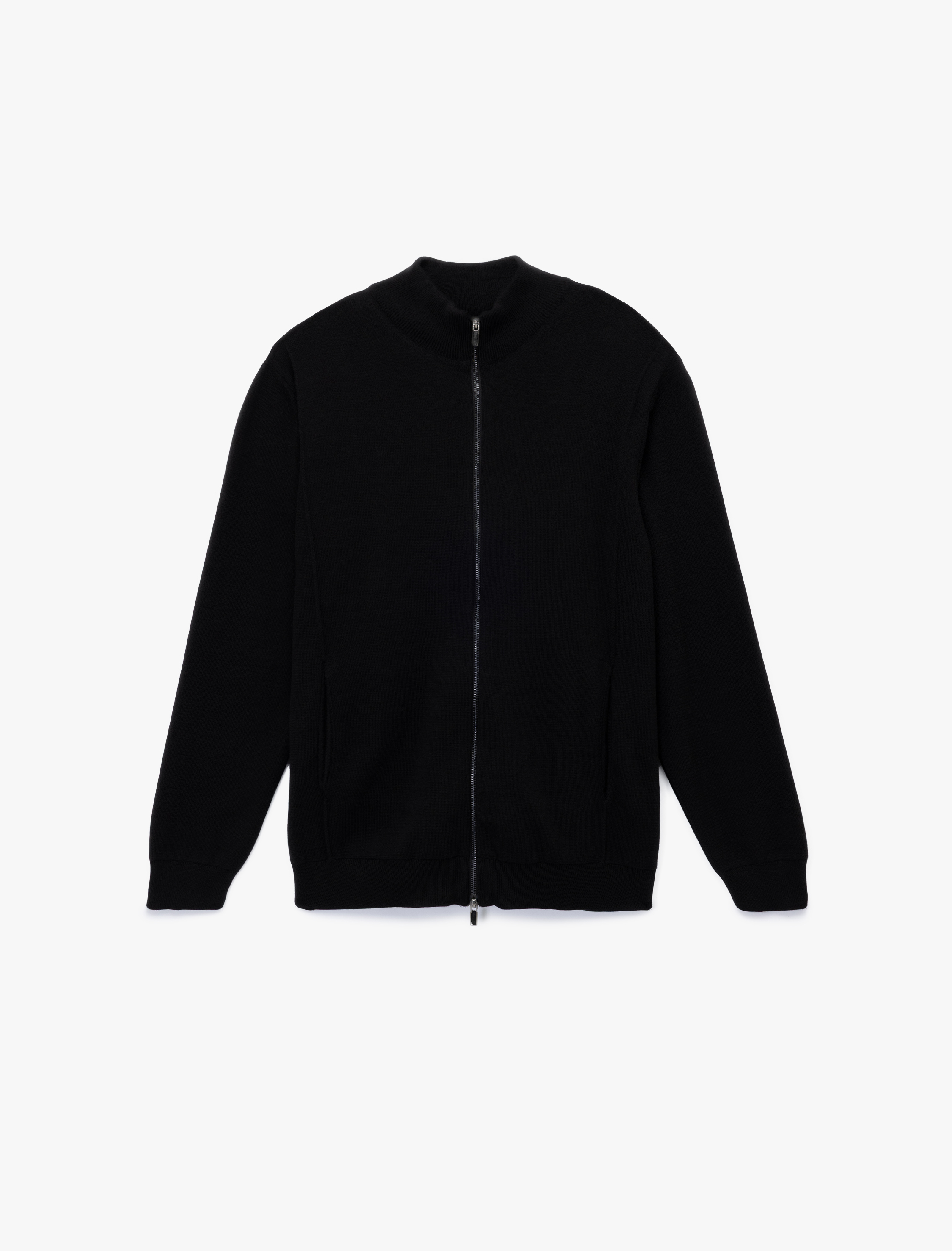   Uzun Kollu Fermuarlı Pamuklu Triko Hırka