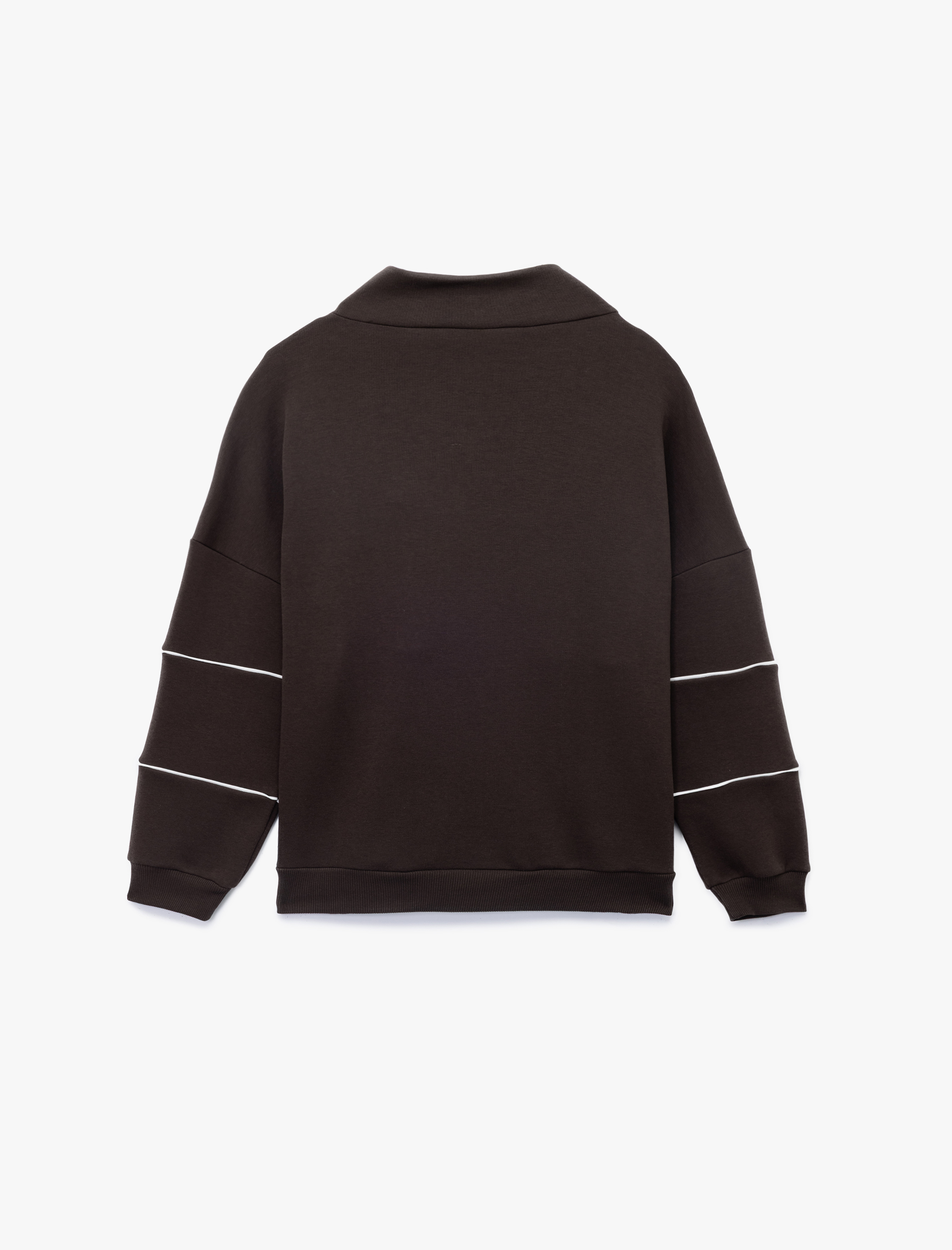   Oversize Uzun Kollu Fermuarlı Yaka Şardonlu Sweatshirt