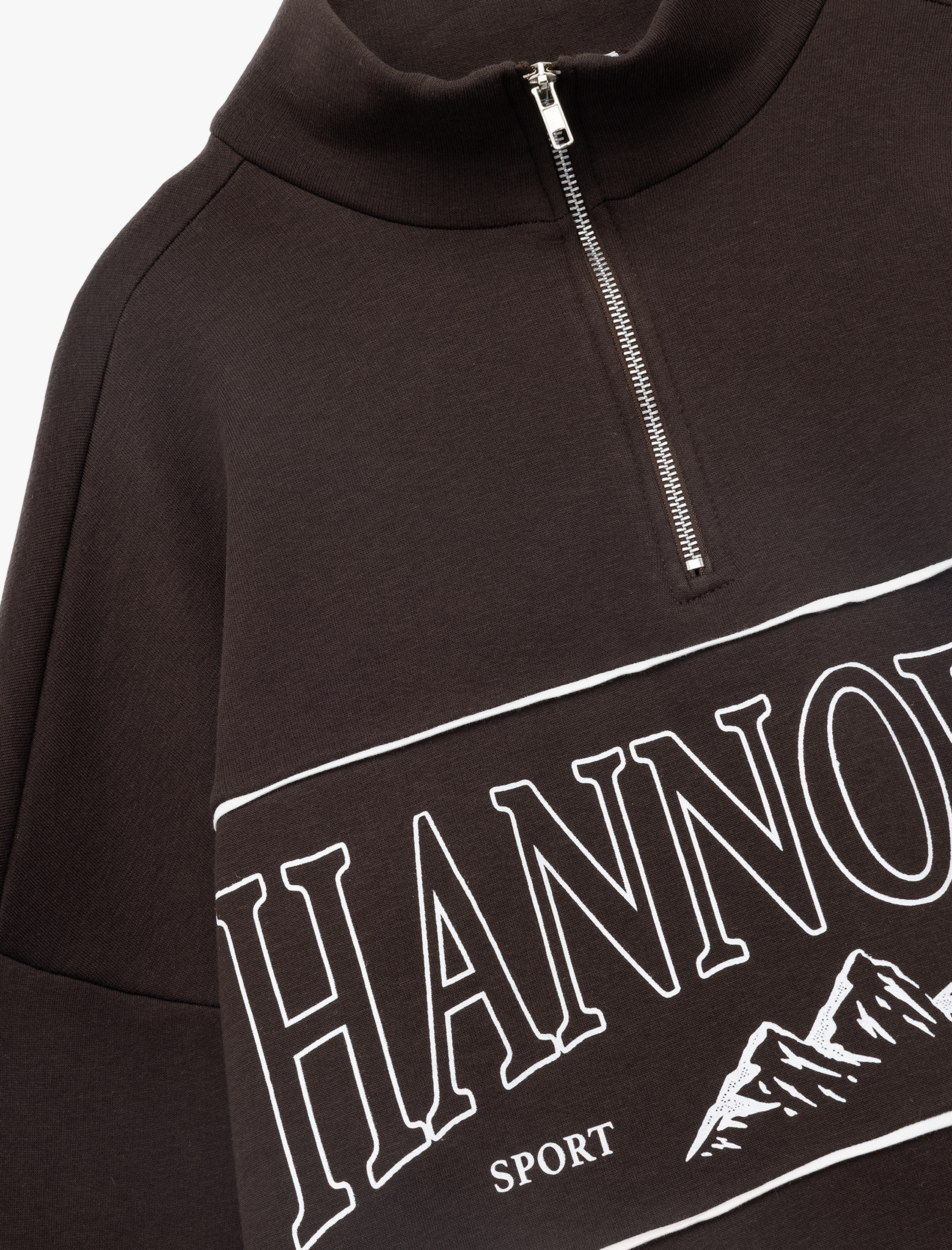   Oversize Uzun Kollu Fermuarlı Yaka Şardonlu Sweatshirt