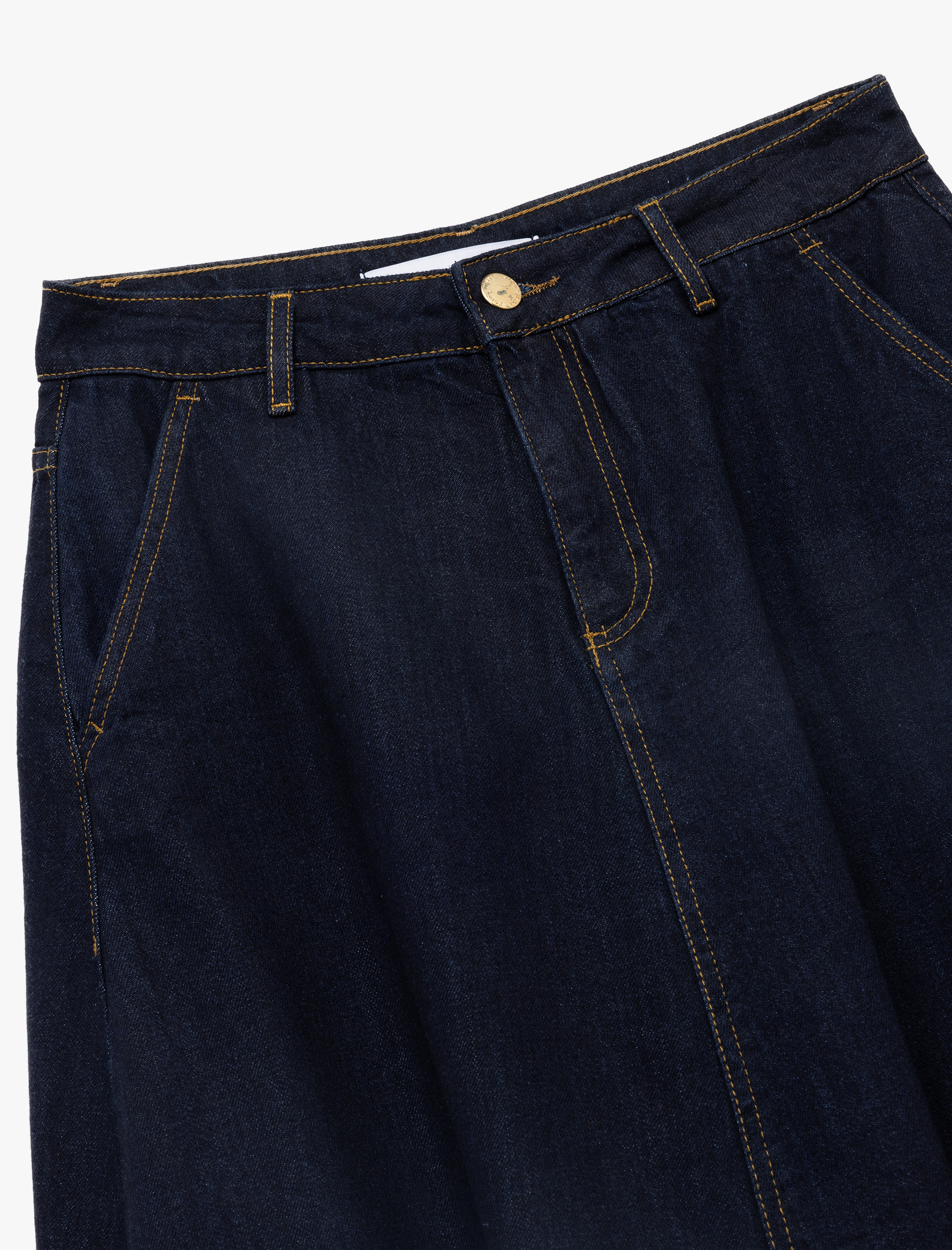   Pamuklu Cep Detaylı Midi Balon Denim Etek