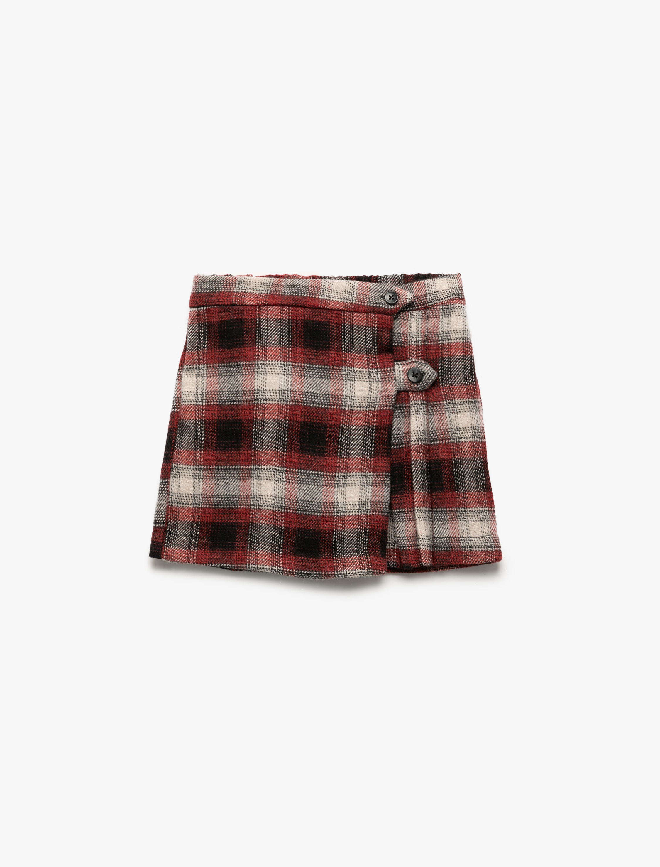  Kız Çocuk Beli Lastikli Pileli Ekoseli Şort Etek