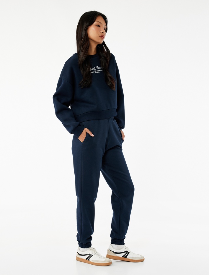  Yüksek Bel Rahat Kalıp Cepli Jogger Eşofman Altı