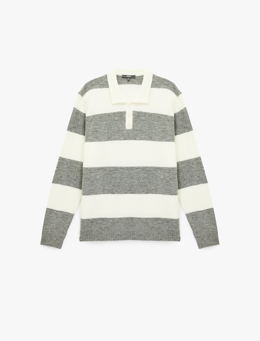   Regular Fit Uzun Kollu Polo Yaka Triko Kazak