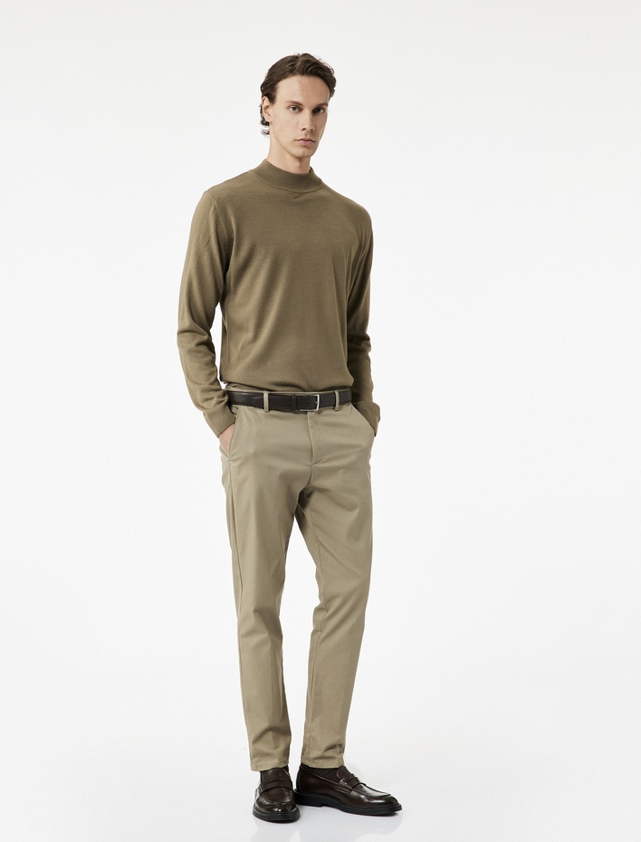  Uzun Kollu Regular Fit Yarım Balıkçı Yaka Basic Triko Kazak