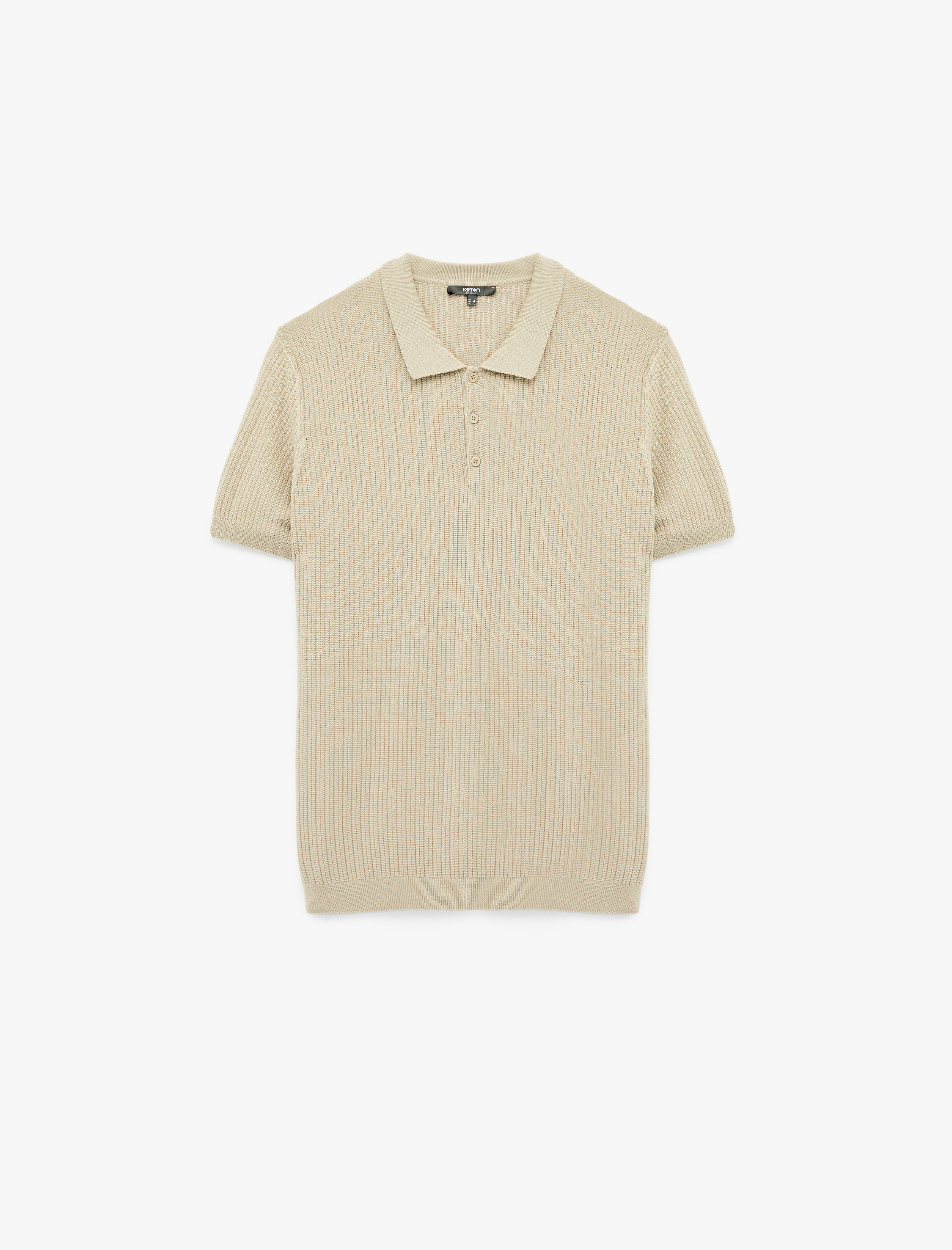   Regular Fit Kısa Kollu Pamuklu Dokulu Düğmeli Polo Yaka Triko Tişört