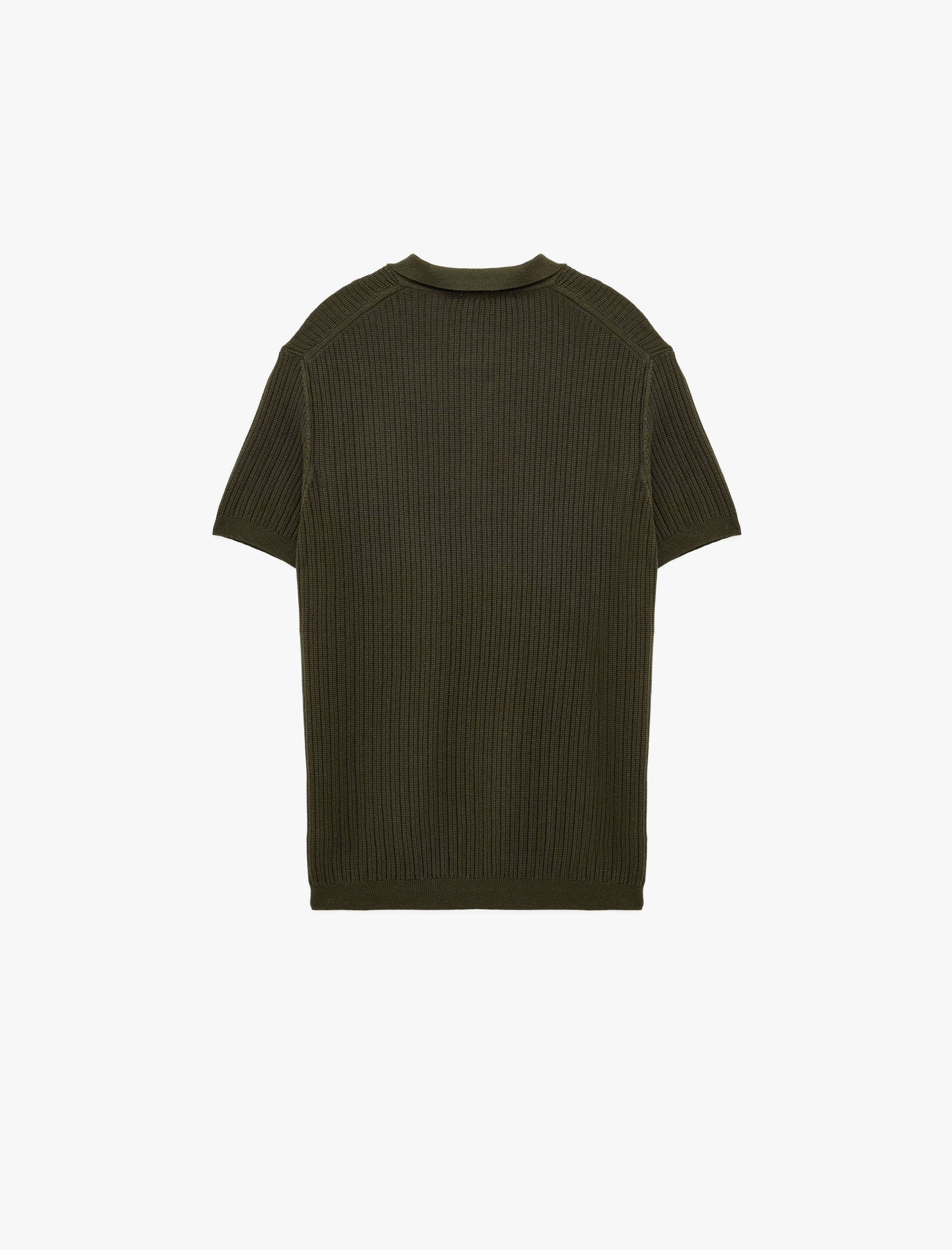   Regular Fit Kısa Kollu Pamuklu Dokulu Düğmeli Polo Yaka Triko Tişört