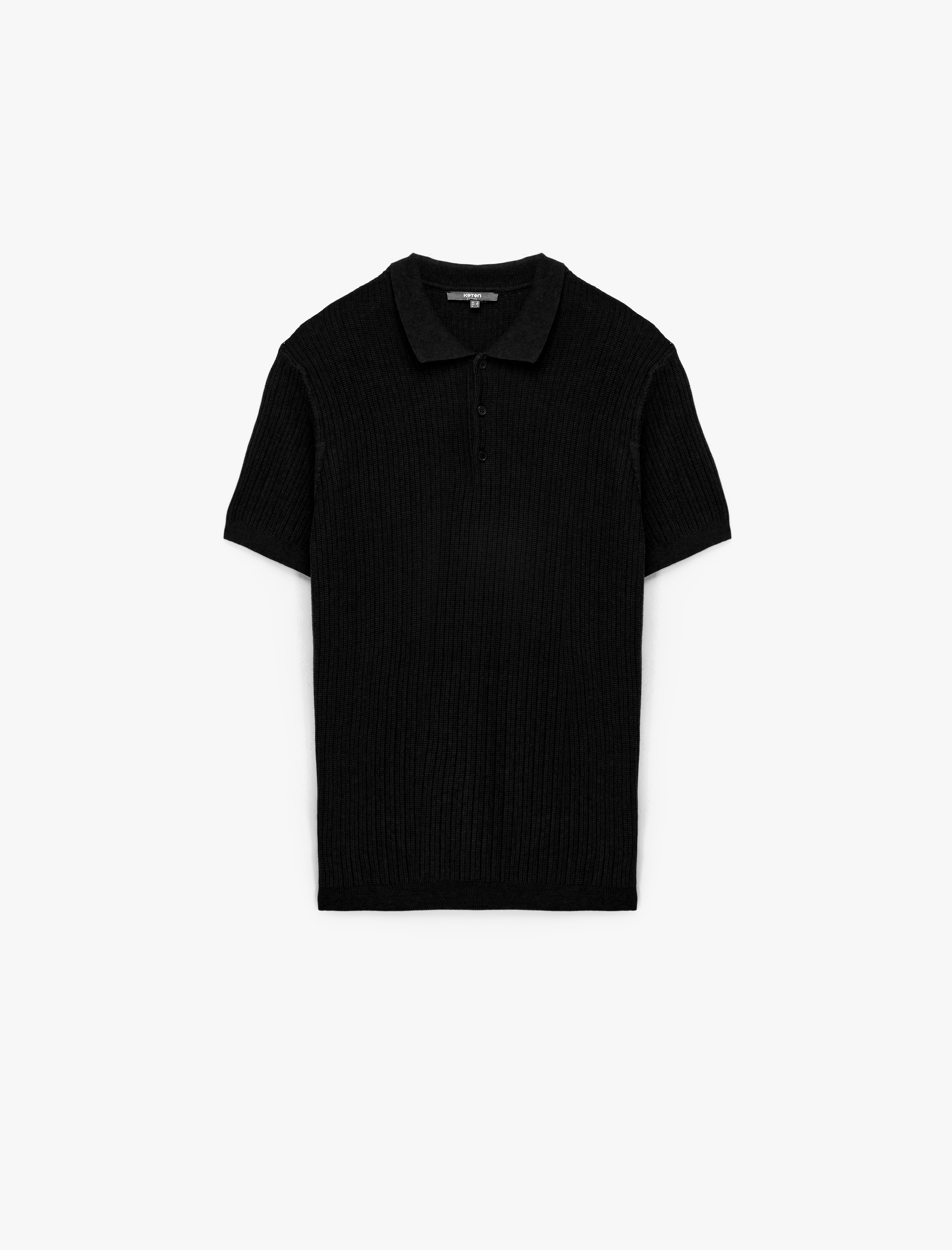   Regular Fit Kısa Kollu Pamuklu Dokulu Düğmeli Polo Yaka Triko Tişört