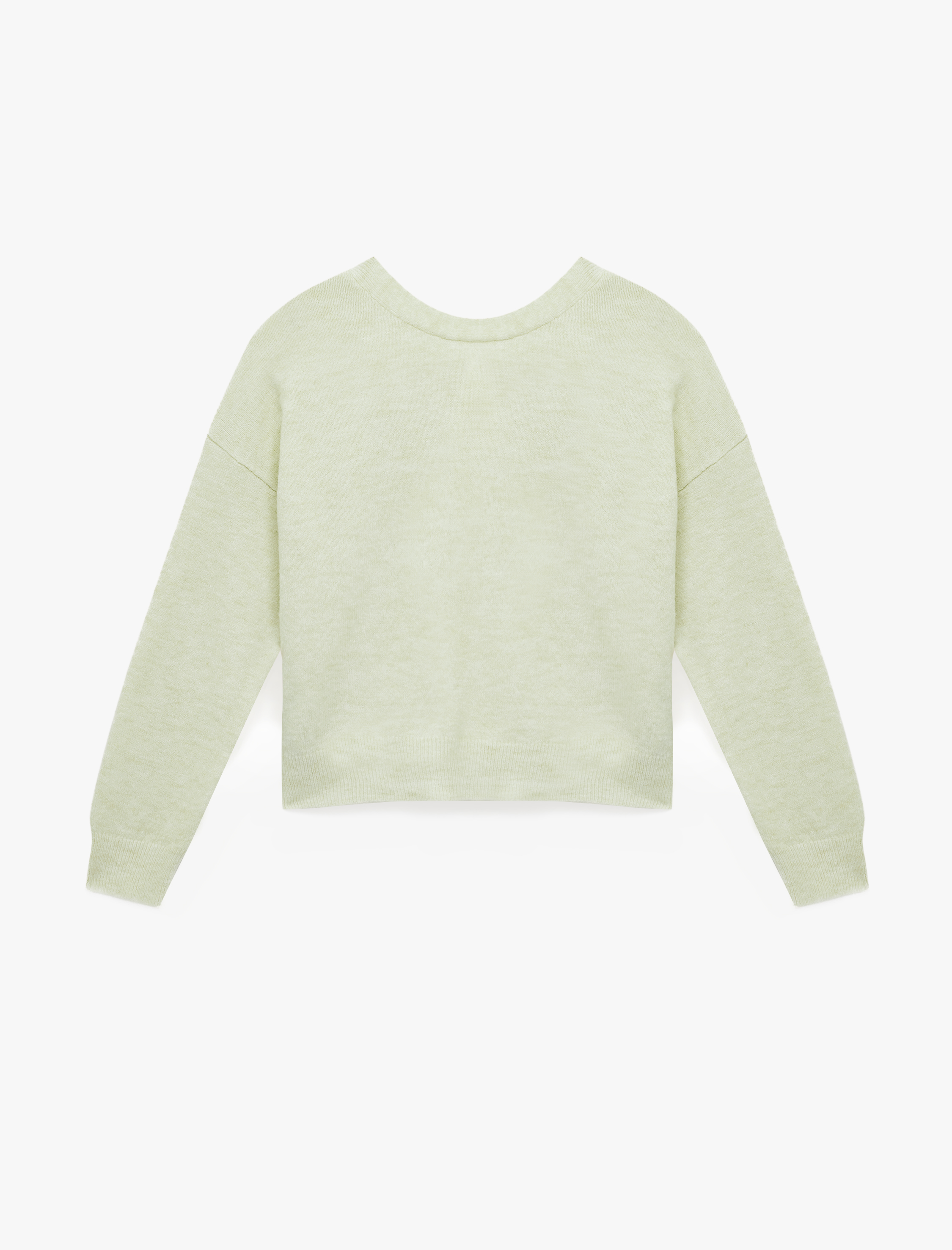   Uzun Kollu Bisiklet Yaka Arkası Fiyonk Detaylı Triko Kazak