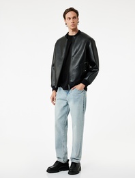 Normal Bel Pamuklu Vintage Straight Fit Jean Pantolon