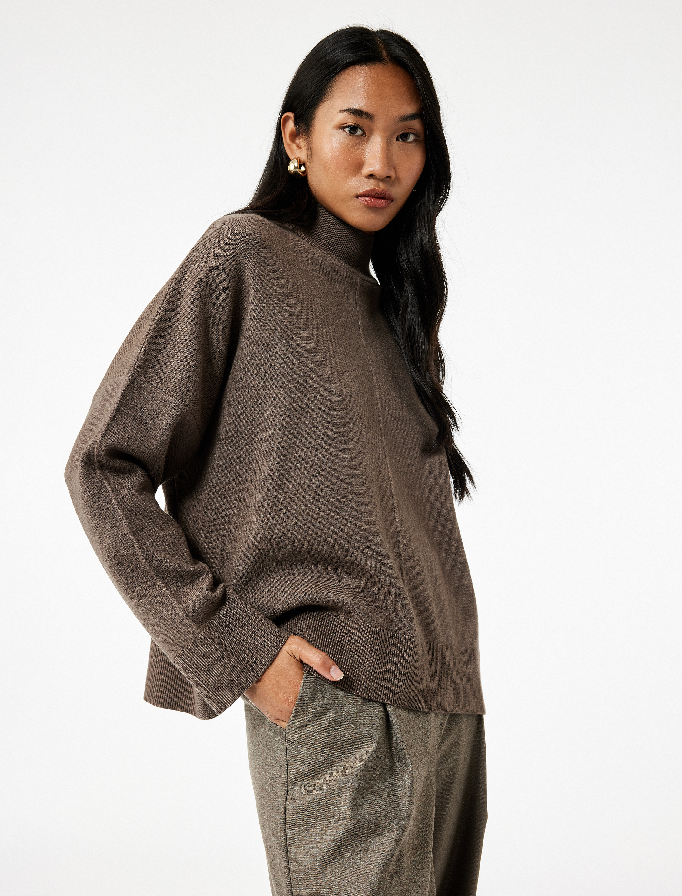   Dik Yaka Uzun Kollu Triko Kazak