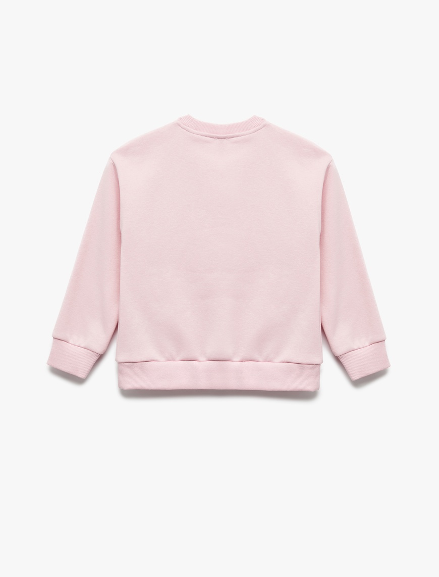  Kız Çocuk Fiyonklu Bisiklet Yaka Şardonlu Uzun Kollu Sweatshirt
