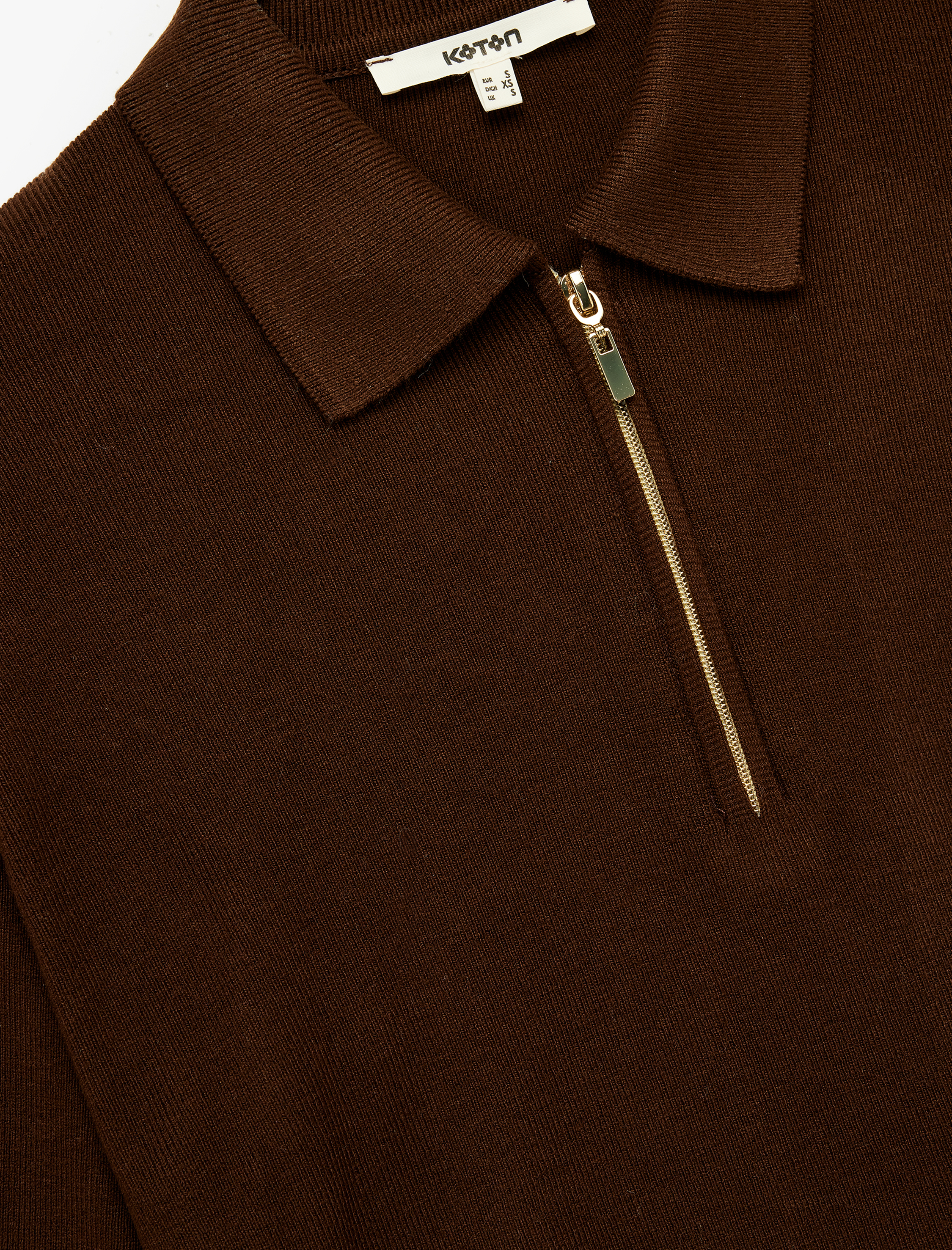   Fermuarlı Polo Yaka Uzun Kollu Oversize Kazak