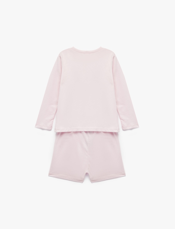 Kız Bebek Pamuklu Beli Lastikli Şort ve Uzun Kollu Tişört 2'li Takım