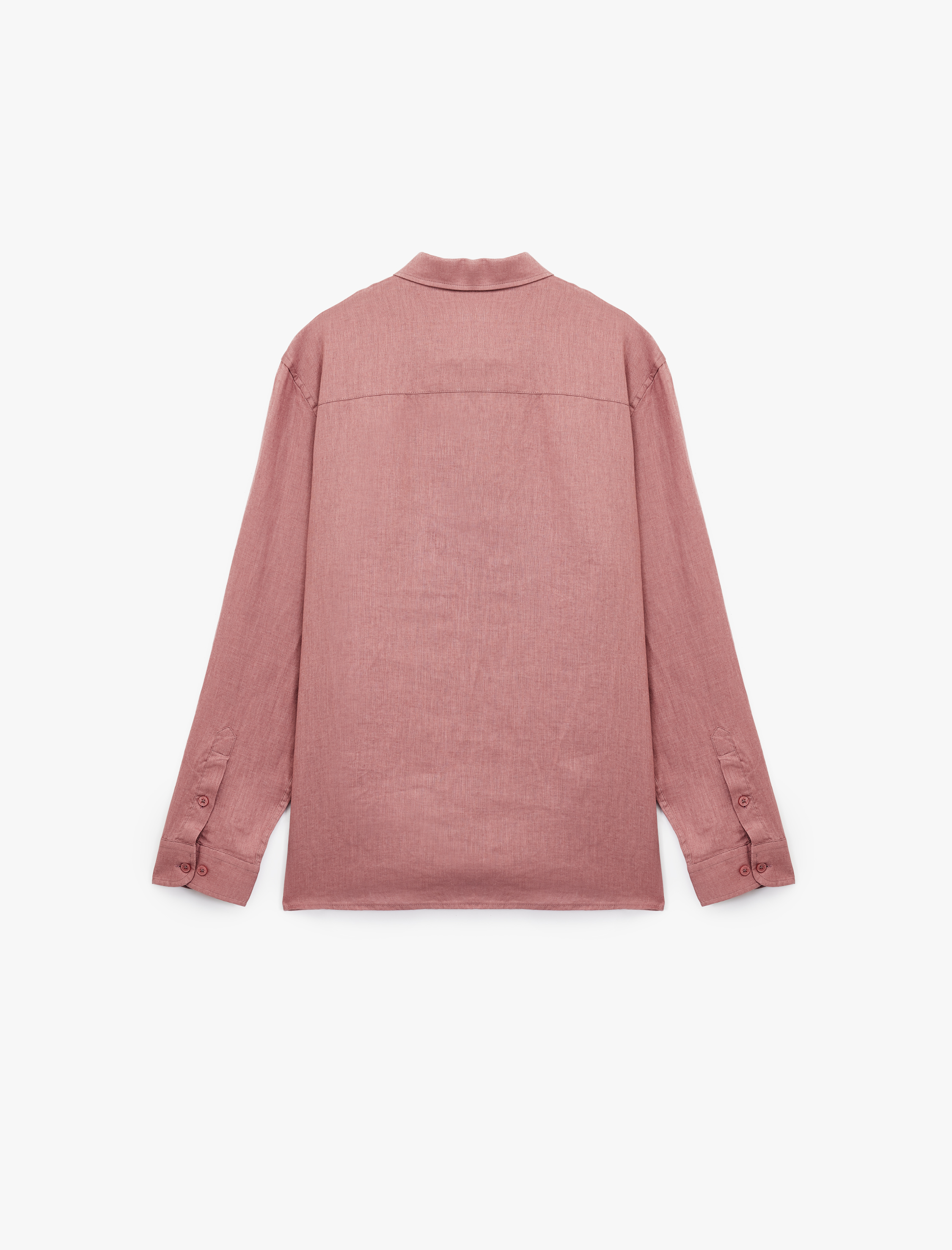   Regular Fit Klasik Yaka Uzun Kollu Keten Gömlek