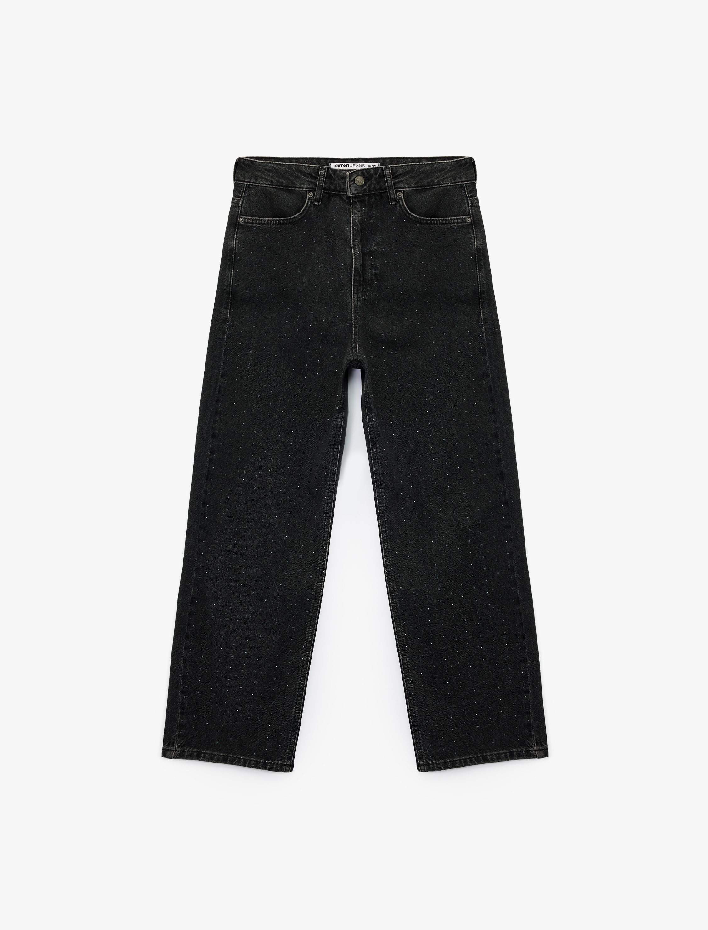   Taş Detaylı Straight Fit Düz Paça Jean Pantolon - Straight Jeans