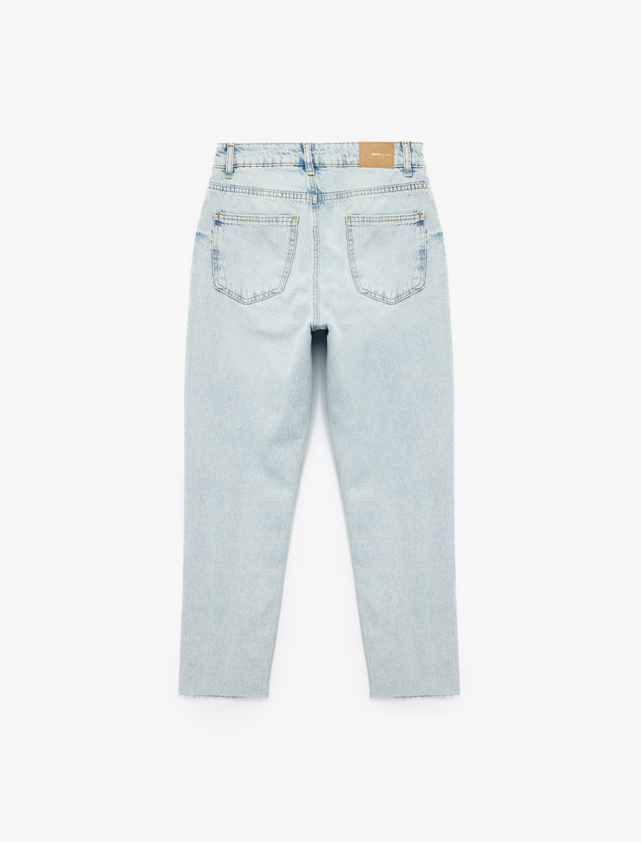   Pamuklu Slim Fit Yüksek Bel Mom Jean Pantolon - Mom Slim Jean