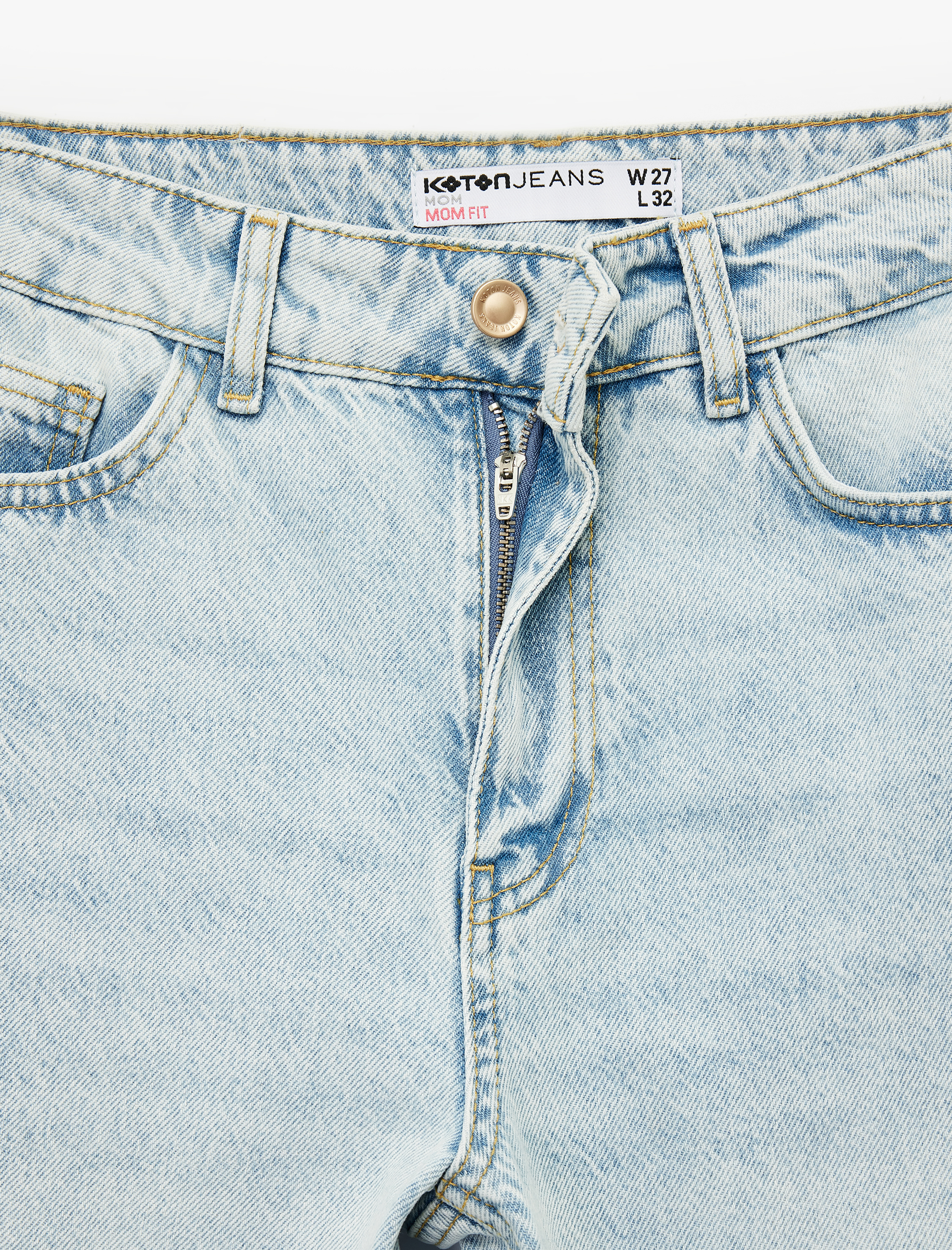   Pamuklu Slim Fit Yüksek Bel Mom Jean Pantolon - Mom Slim Jean