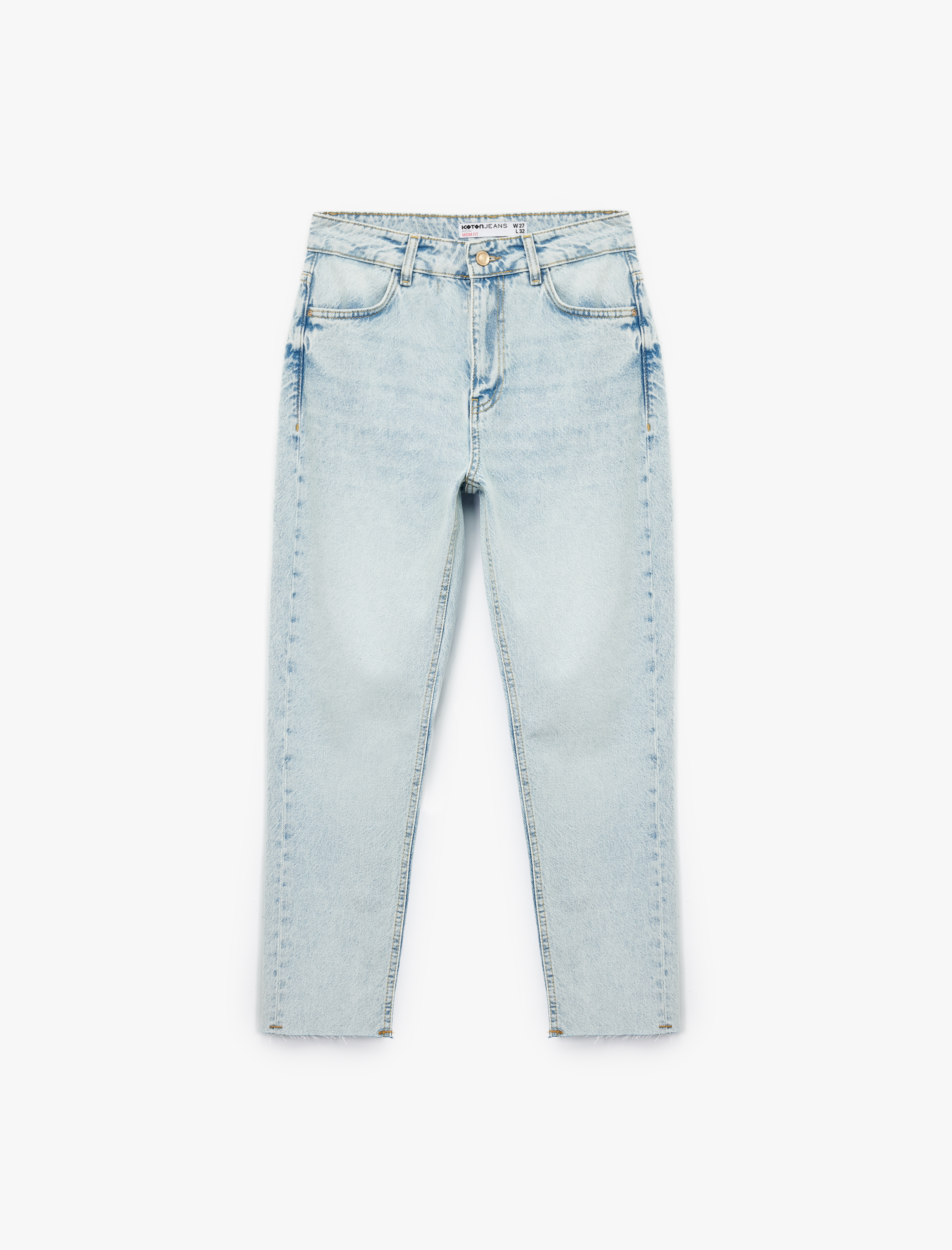   Pamuklu Slim Fit Yüksek Bel Mom Jean Pantolon - Mom Slim Jean