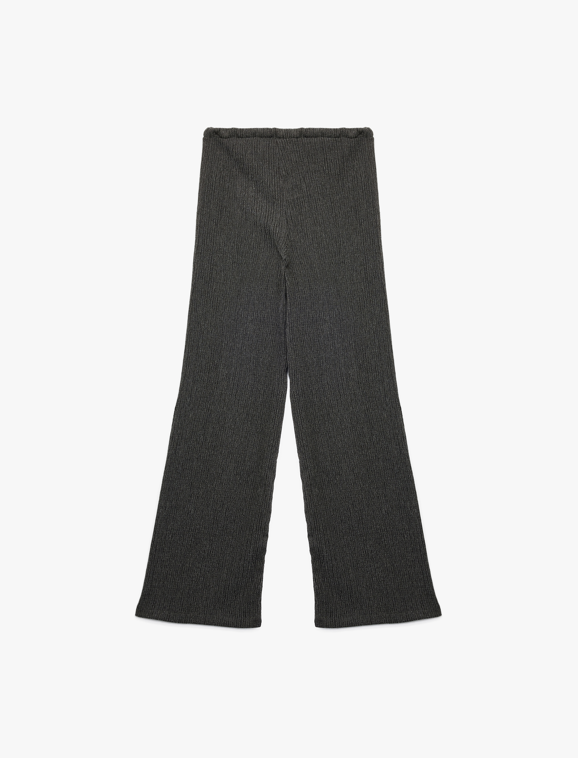   Yüksek Bel Rahat Kalıp Bürümcük Viskon Karışımlı Beli Bağcıklı Geniş Paça Pantolon