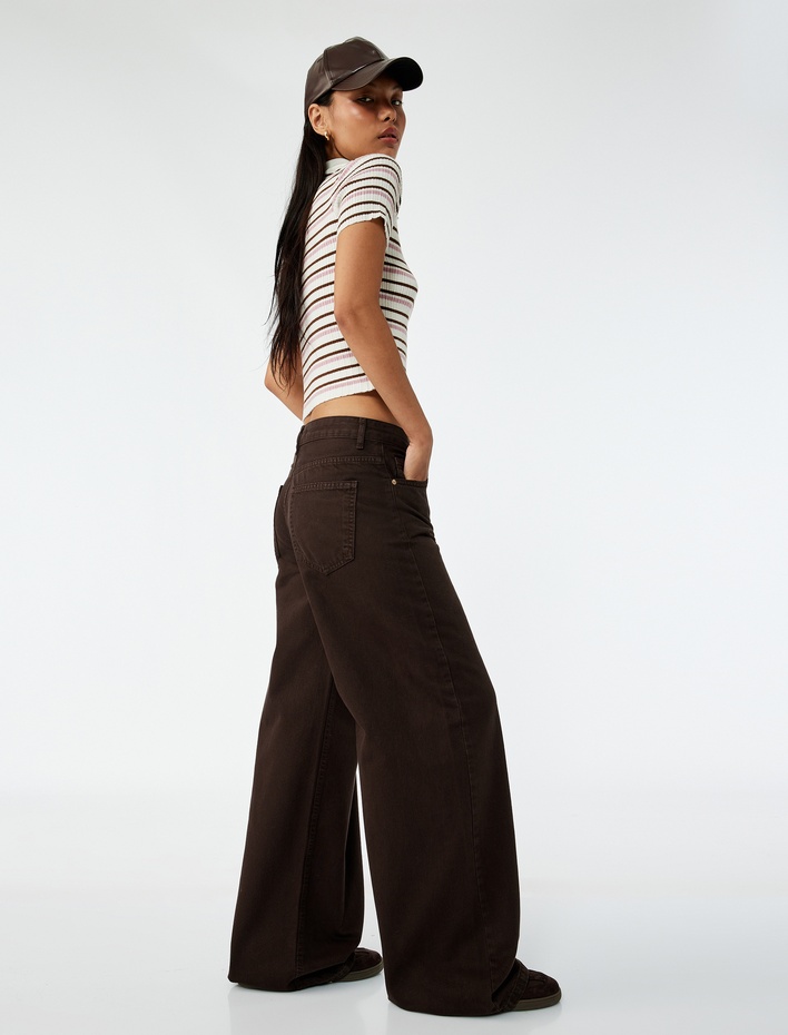  Pamuklu Bol Kesim Geniş Paça Jean Pantolon - Loose Straight Fit Jean