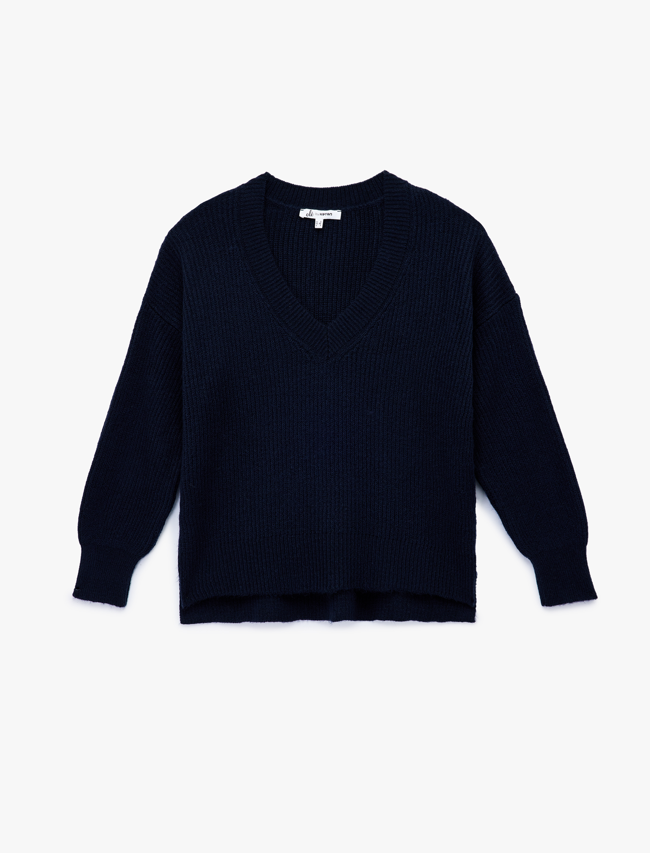   Uzun Kollu V Yaka Triko Kazak