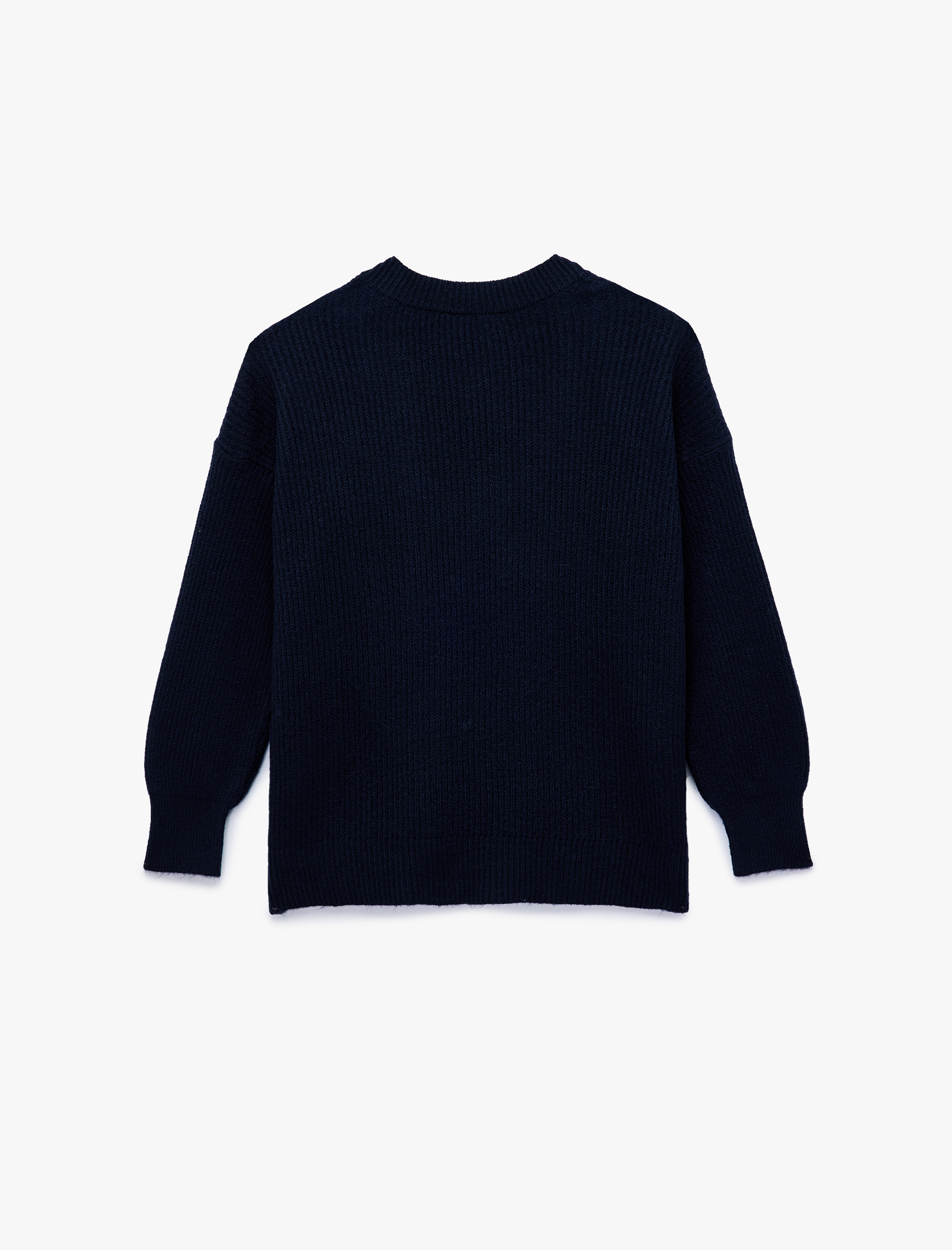   Uzun Kollu V Yaka Triko Kazak